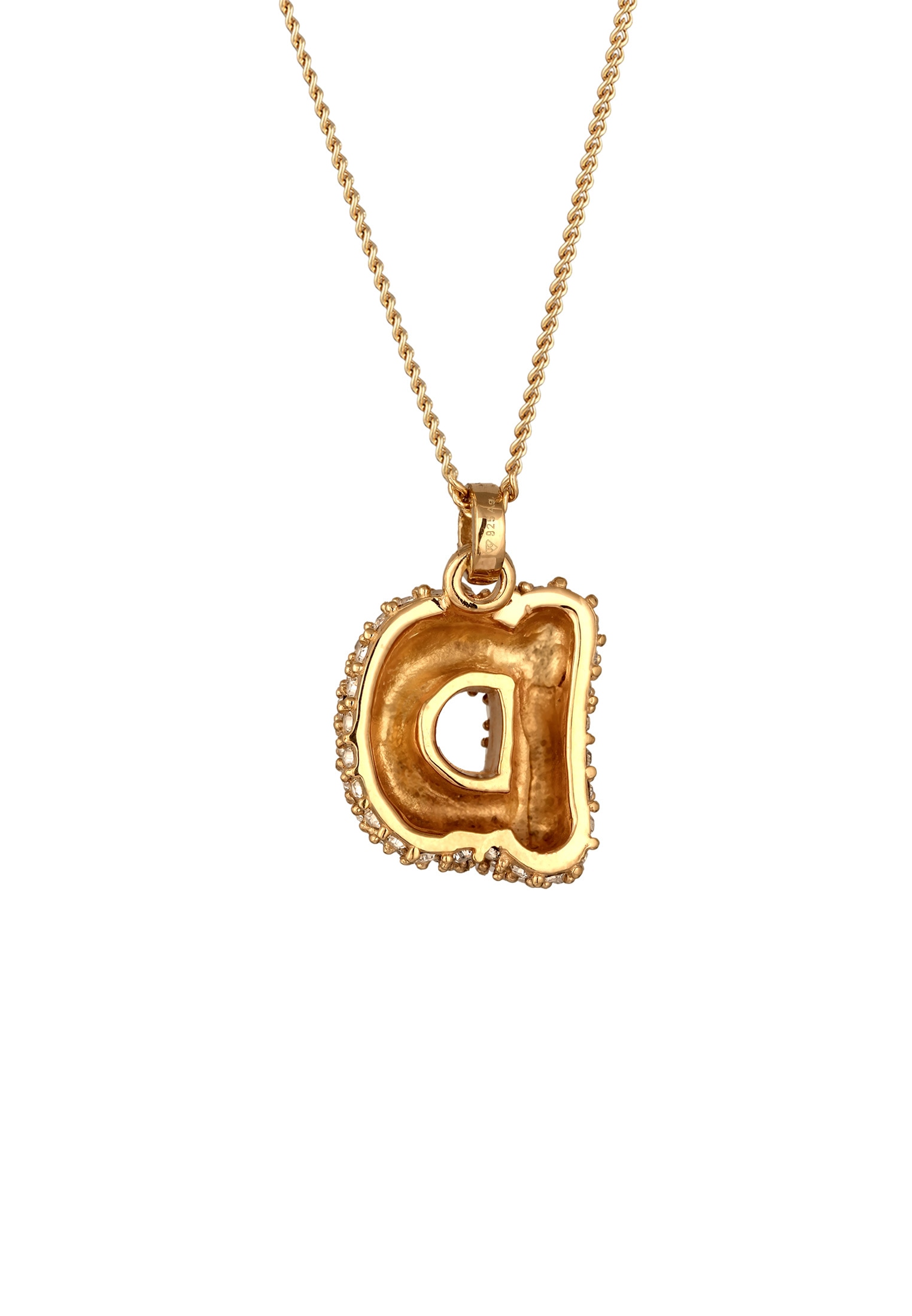 Elli Kette mit Anhänger »Halskette Buchstabe D Kristalle Weiß 925 Sterling Silber vergoldet«