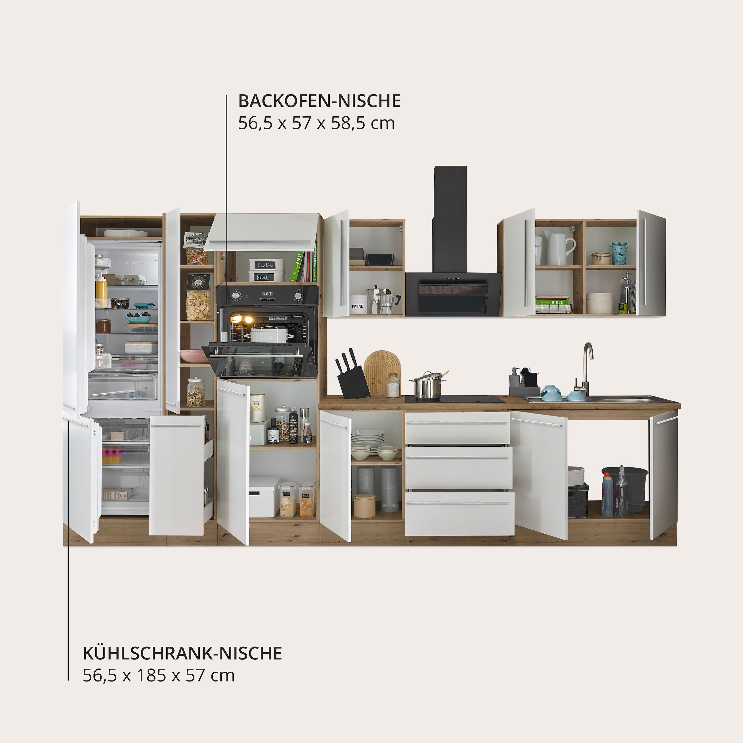 KOCHSTATION Küchenzeile »Florida« Breite 360 cm, wahlweise mit E-Geräten,Softclose für Türen/Schubkästen