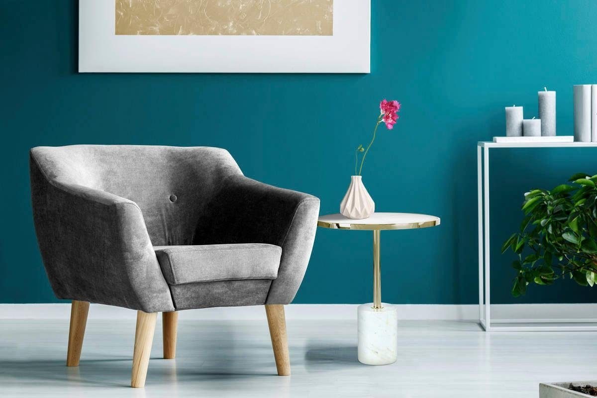 Kayoom Beistelltisch »Lana 525, luxuriöser Beistelltisch, Glamour-Optik, edles Metallgestell«, (1 St.), Ablage in Marmoroptik, Standfuß aus echtem Marmor, hochwertig