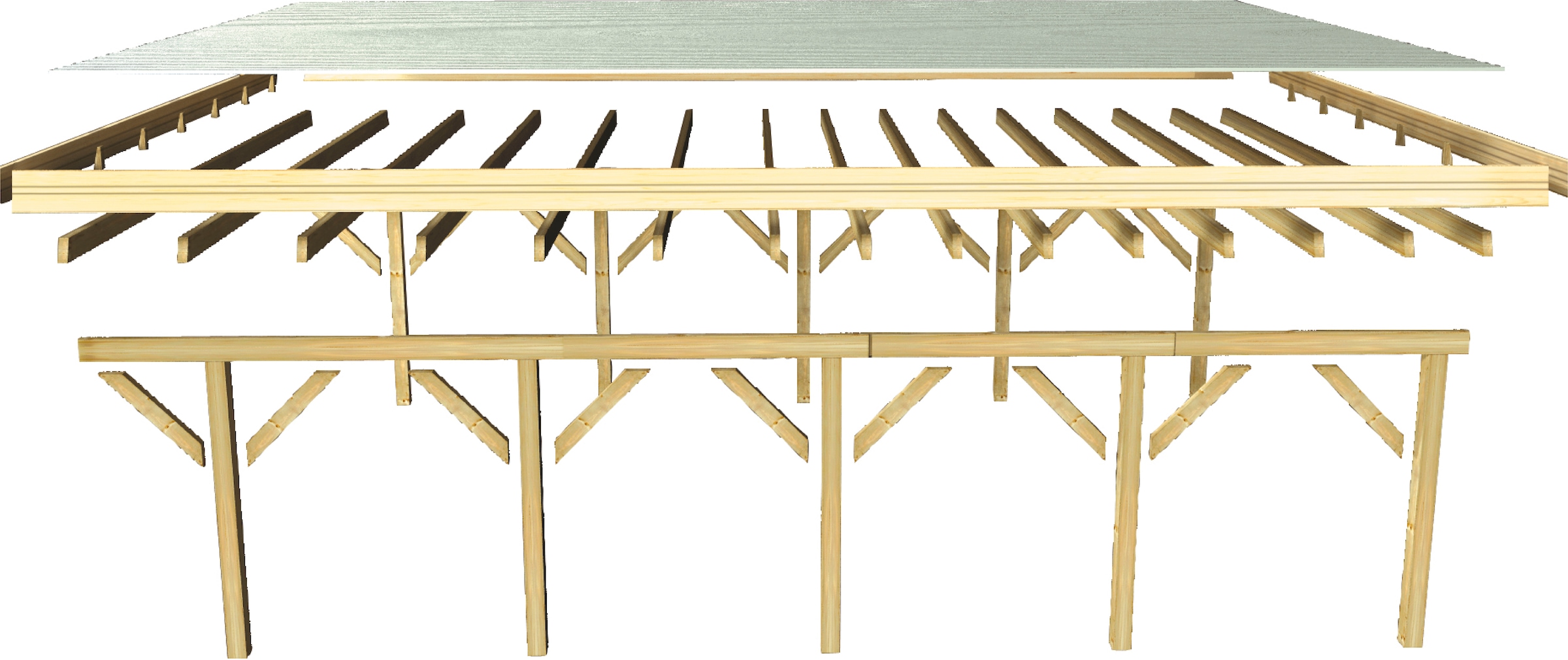Karibu Einzelcarport »»Classic 1 SET« Stahl-Dach Variante B, mit einem Einfahrtsbogen« Massivholz 250 cm KDI aus Masivholz