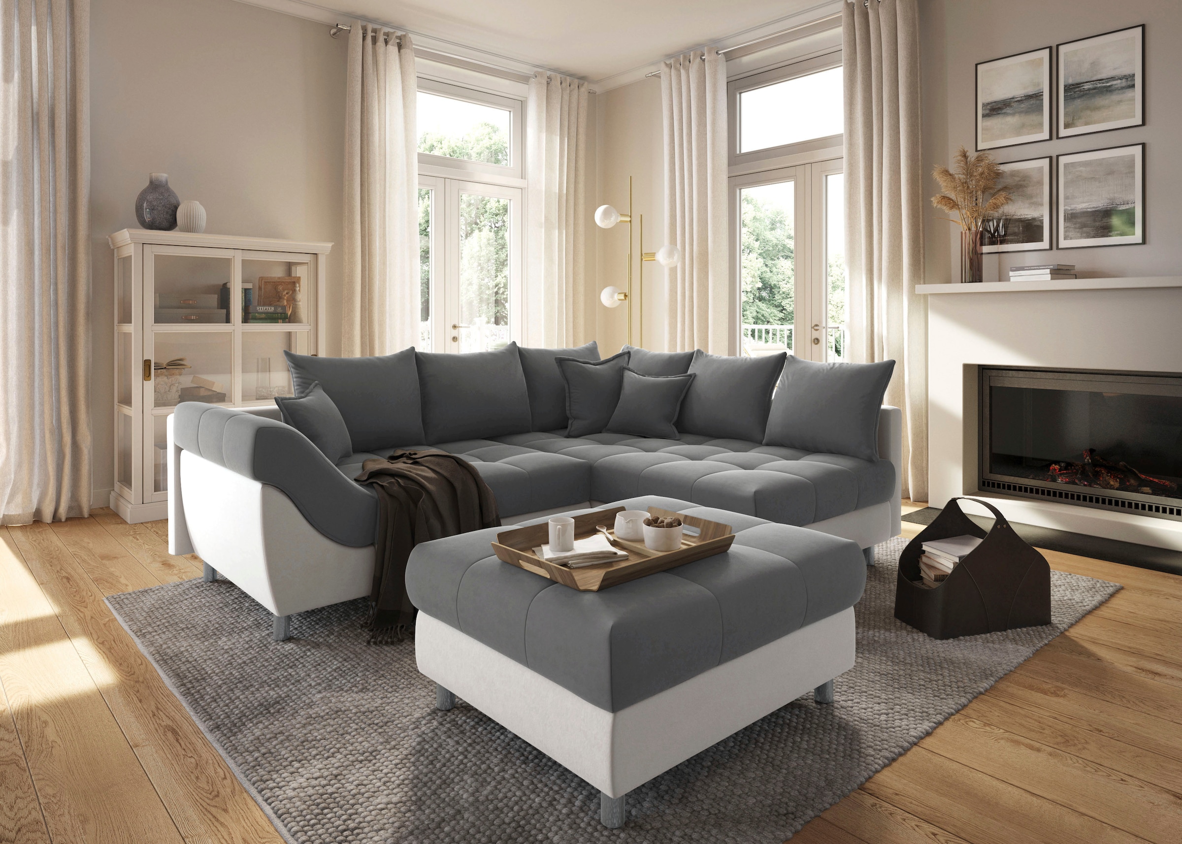 COLLECTION AB Ecksofa Joseli,  mit Zier- und Rückenkissen, komfortable Schanzen-Armlehne