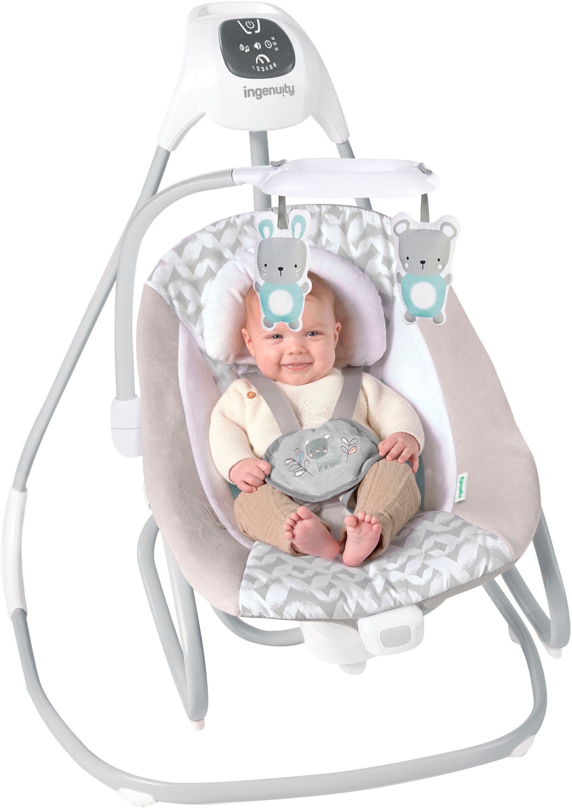 ingenuity Babywippe »SimpleComfort Compact Soothing Swing & Rocker - Raylan« mit Sound-Effekt