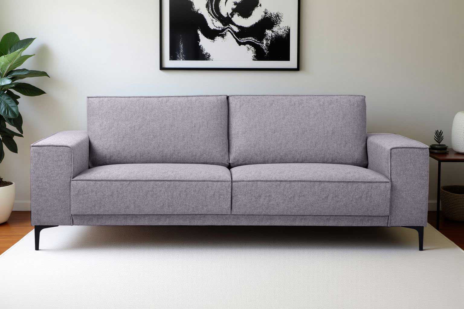 Places of Style 3-Sitzer »3er Sofa Oland, Struktur, Flachgewebe, Luxus-Microfaser, Boucle«, 224 cm, Wellenunterfederung, Skandi-Design, Metallfüße