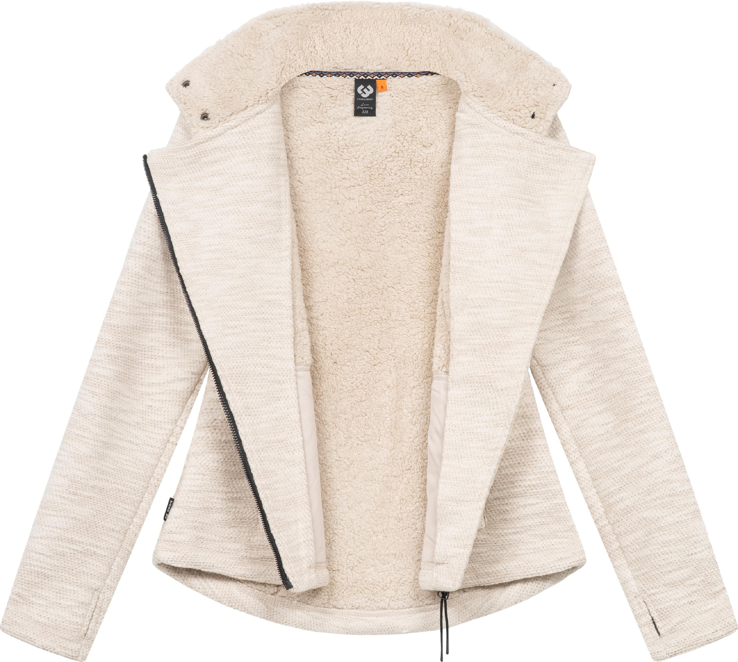 Ragwear Strickfleecejacke »Strickfleecejacke Saskie Melange«, ohne Kapuze, Grob gestrickte Damen-Jacke mit Teddyfell-Futter