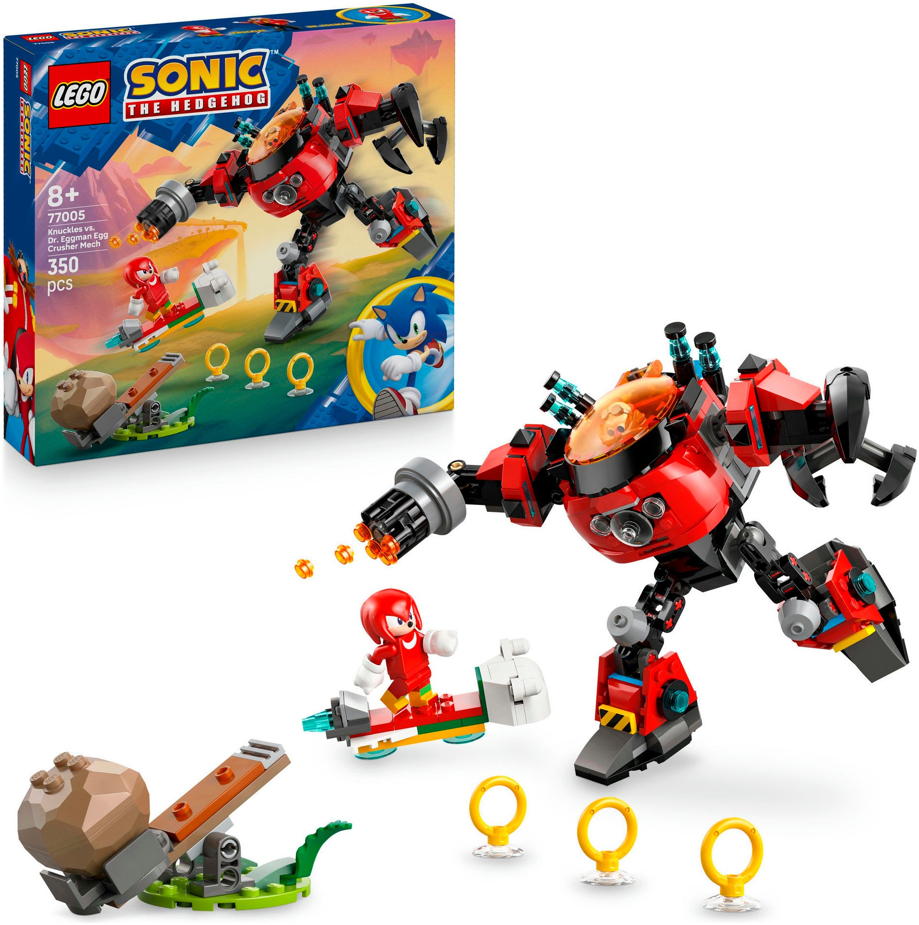 LEGO® Konstruktionsspielsteine »Knuckles vs. Dr. Eggmans Egg Crusher Mech (77005), LEGO Sonic«, (350 St.), Made in Europe