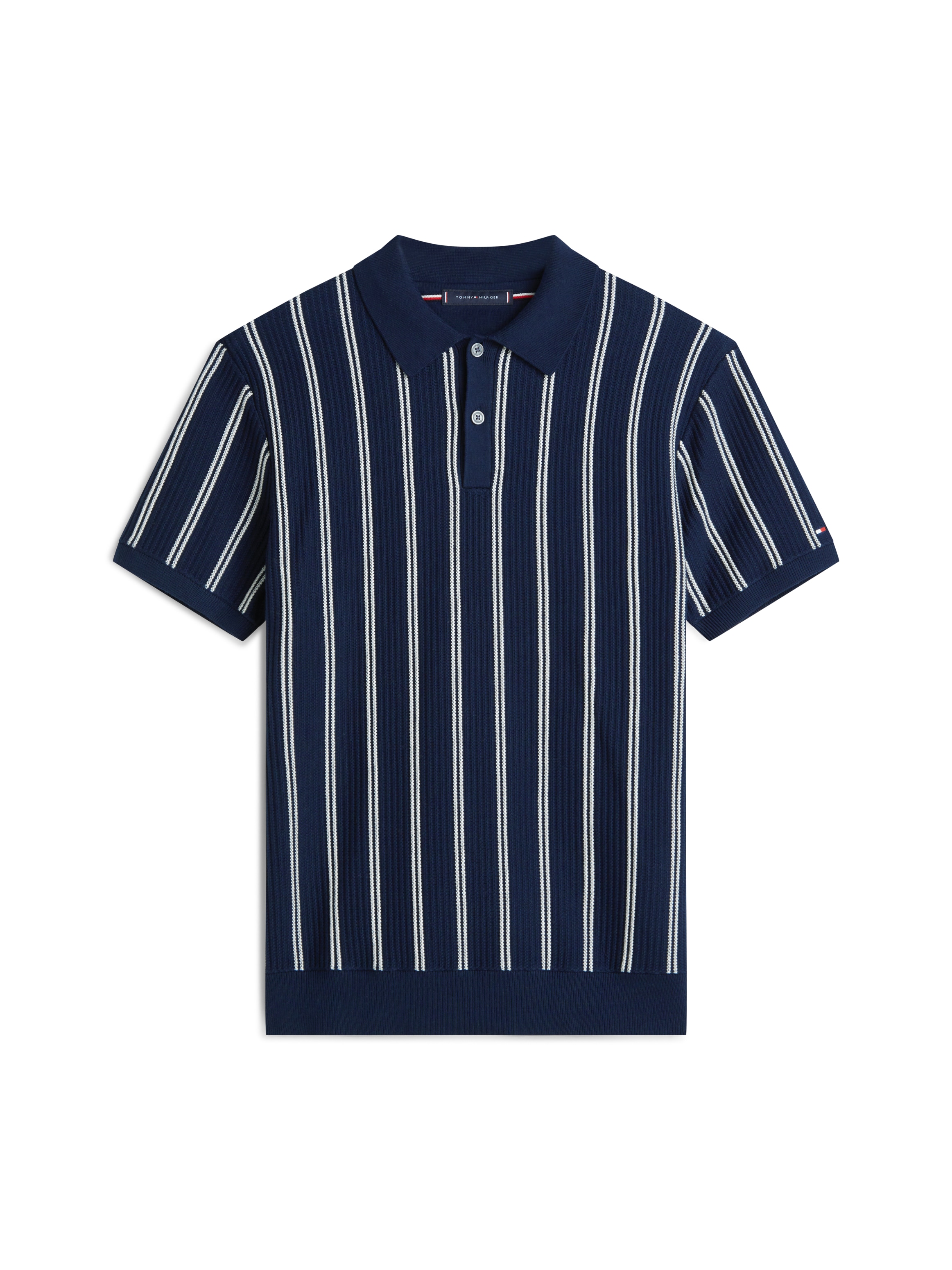 Tommy Hilfiger Poloshirt »KNITTED VERTICAL STRIPE« normale Passform, aus Strick