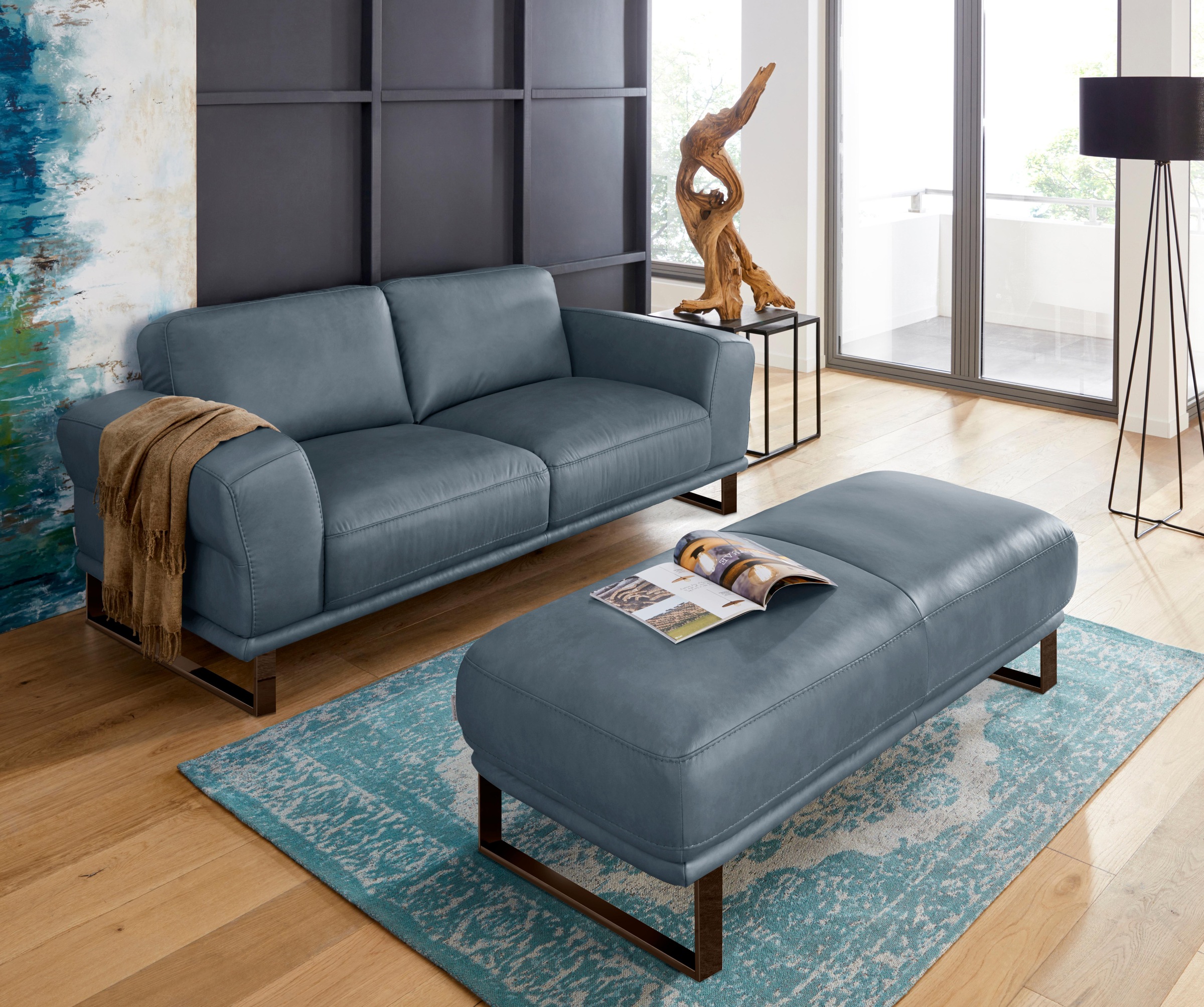 W.SCHILLIG Hocker »montanaa«, mit Metallkufen in Bronze pulverbeschichtet, Breite 141 cm