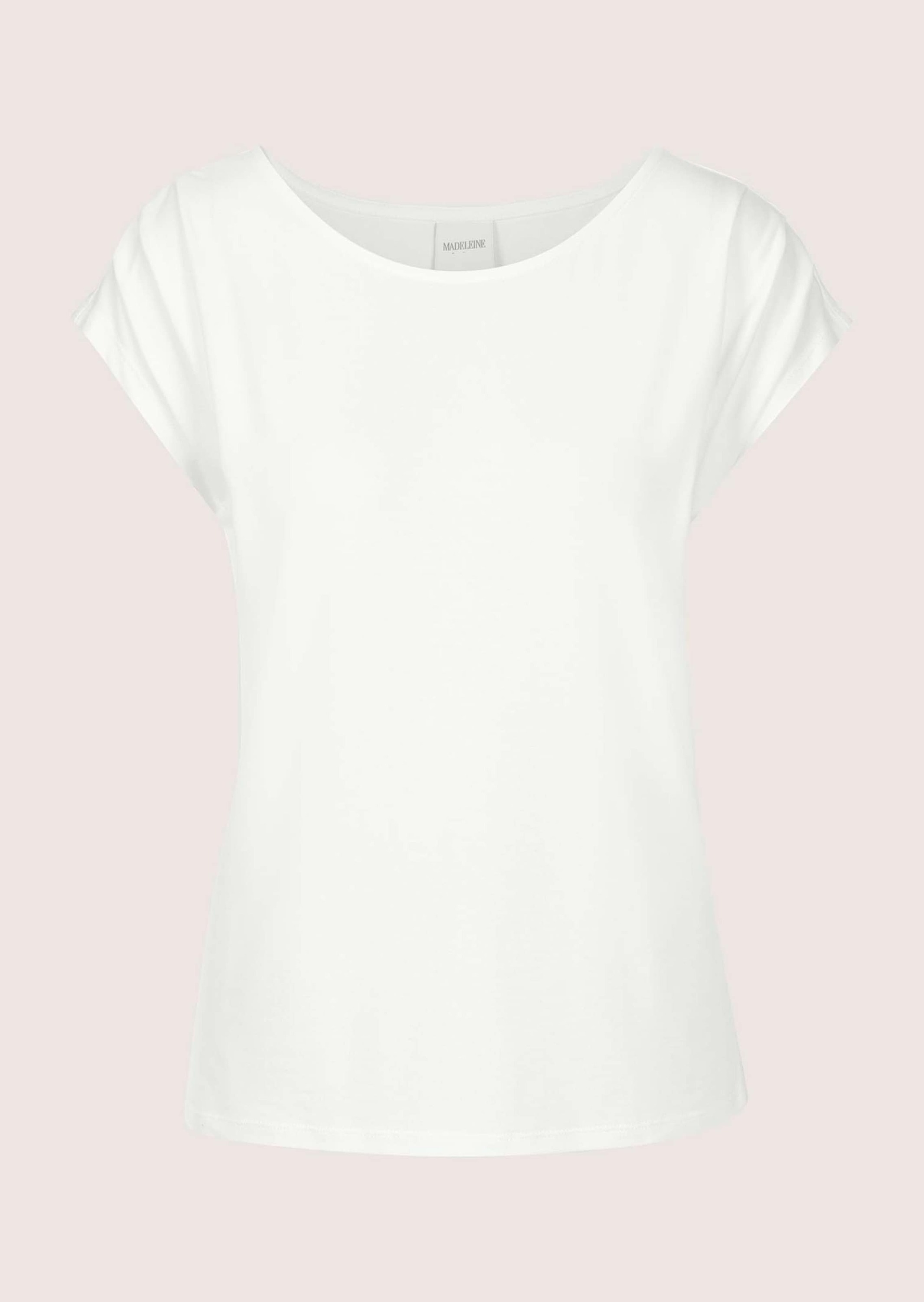 MADELEINE Kurzarmshirt »Jerseyshirt Basic-Shirt mit Rundhalsausschnitt« Überschnittene Schultern