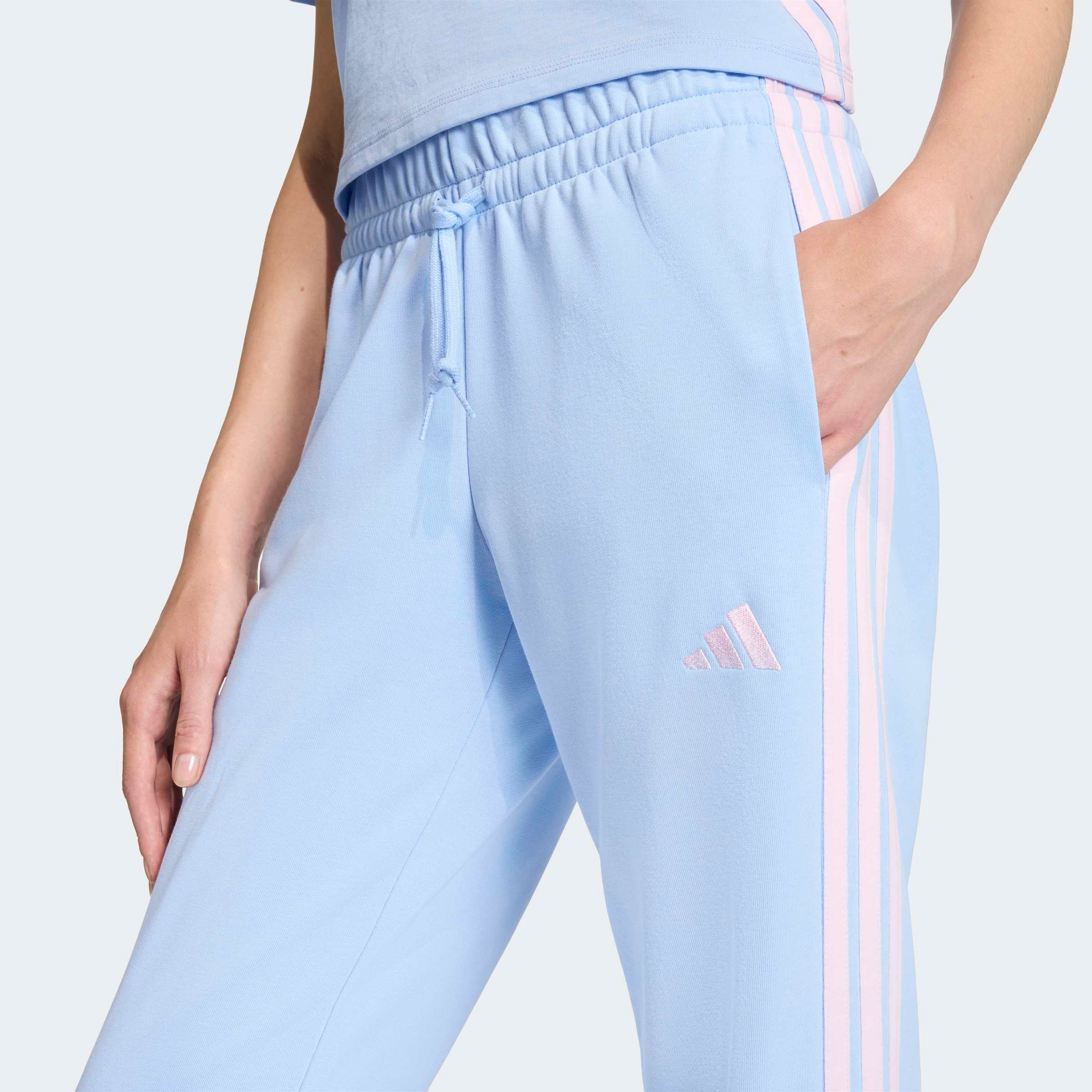 adidas Sportswear Sporthose »ESSENTIALS 3-STREIFEN FRENCH TERRY CUFFED«  Reguläre Passform, mittelhoher Bund, weiches French Terry Material