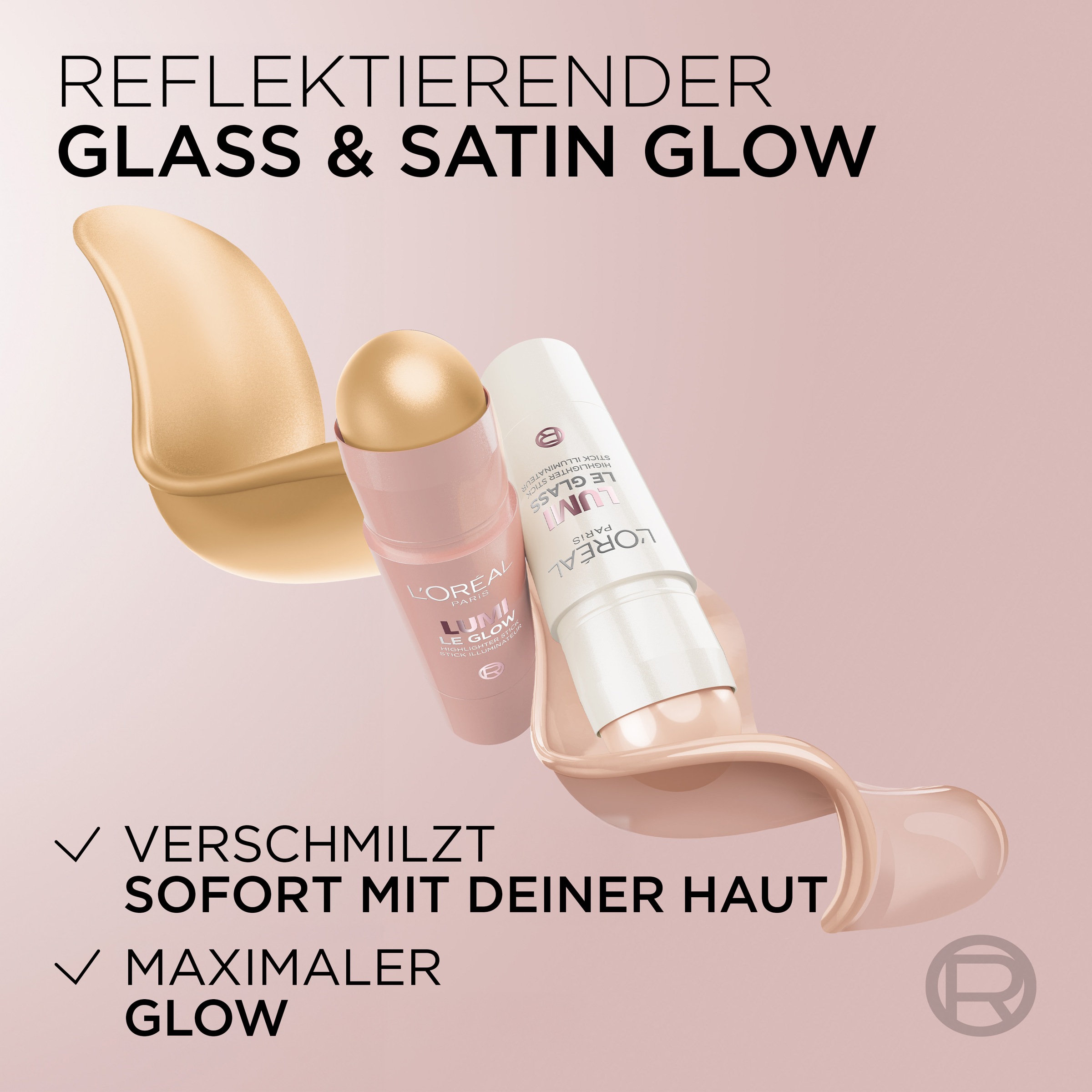 L'ORÉAL PARIS Highlighter »L'Oréal Paris Lumi Le Glass Highlighter Stick«, Reflektierender Wet-Look, hält den ganzen Tag, einfach aufzutragen.
