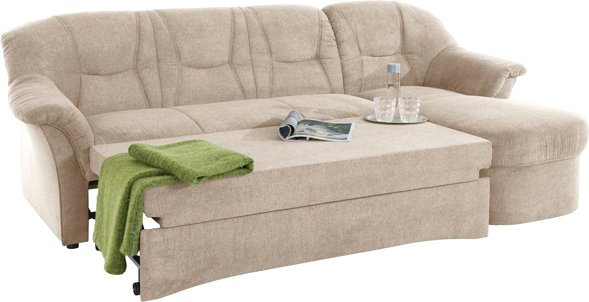 DOMO collection Ecksofa »Sarafina zeitlos und komfortabel, optional mit Federkern, L-Form«, wahlweise mit Bettfunktion