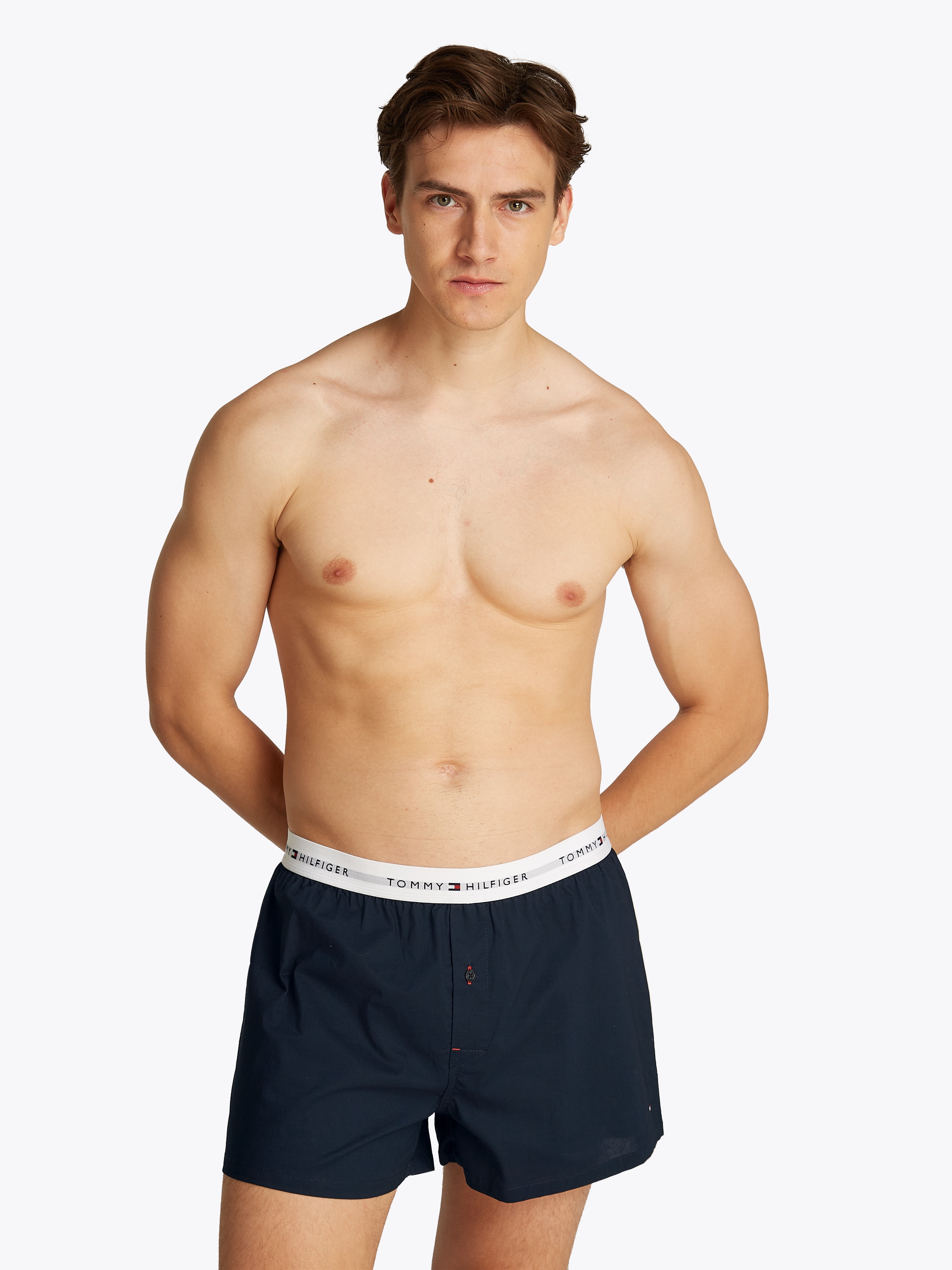 Tommy Hilfiger Underwear Webboxer »2P WOVEN BOXER«, (Packung, 2 St., 2er), mit Logobund