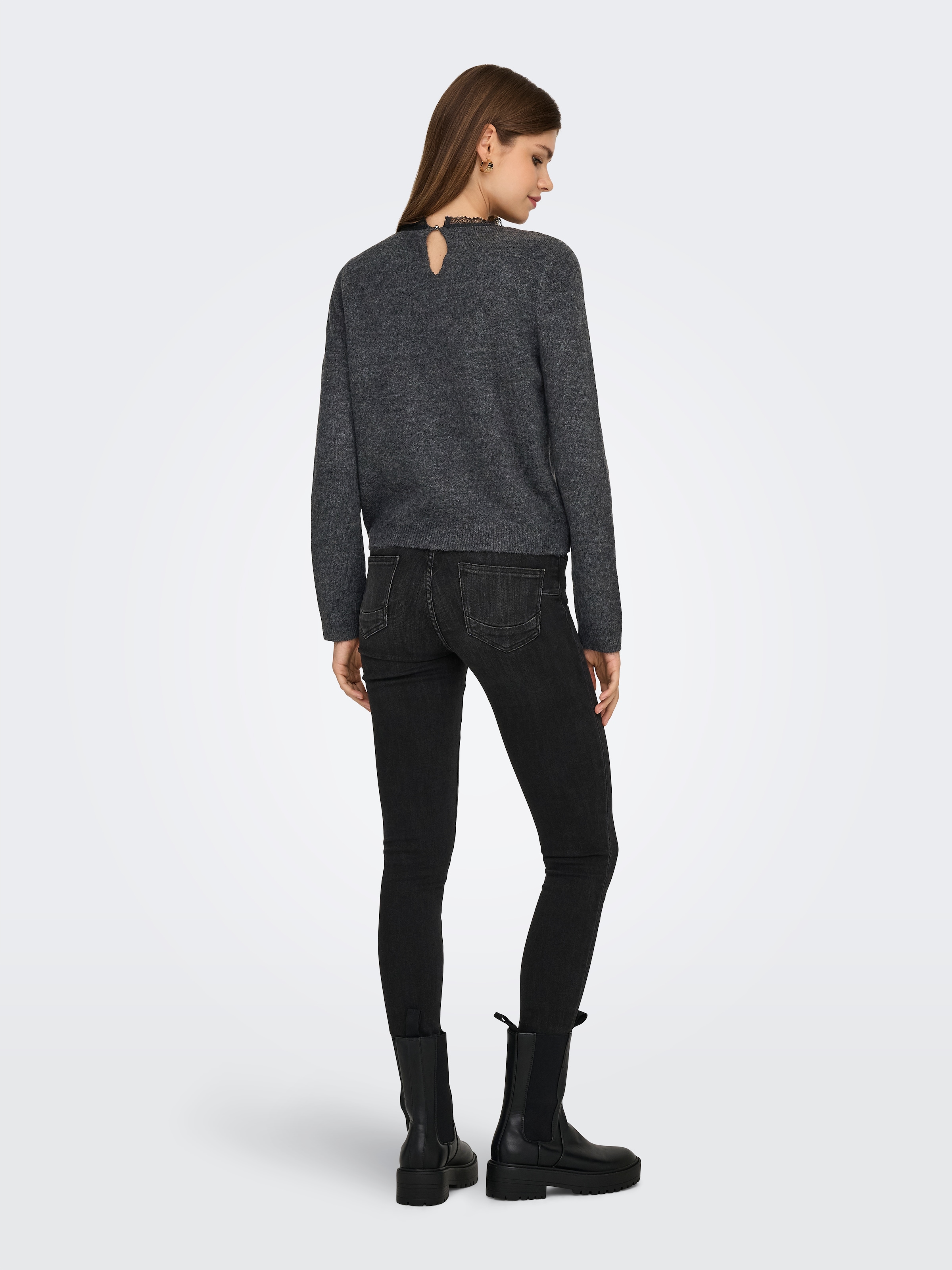 ONLY Strickpullover »ONLTAMMY LS LACE MIX O-NECK BF KNT«