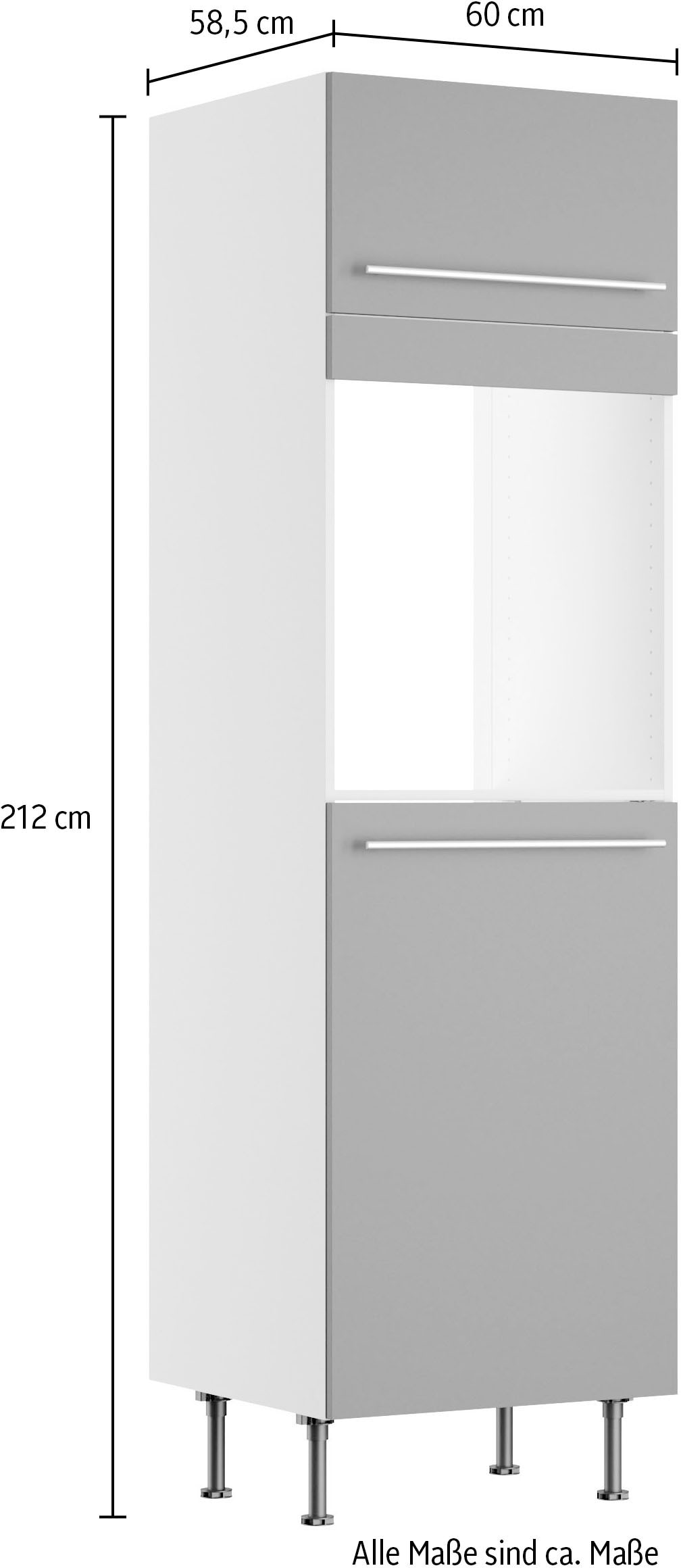 KOCHSTATION Backofen/Kühlumbauschrank »KS-Bern2«, B 60 cm, H 211,8 cm, 1 Klappe, 1 Tür (H 89,2 cm), 1 feste Blende
