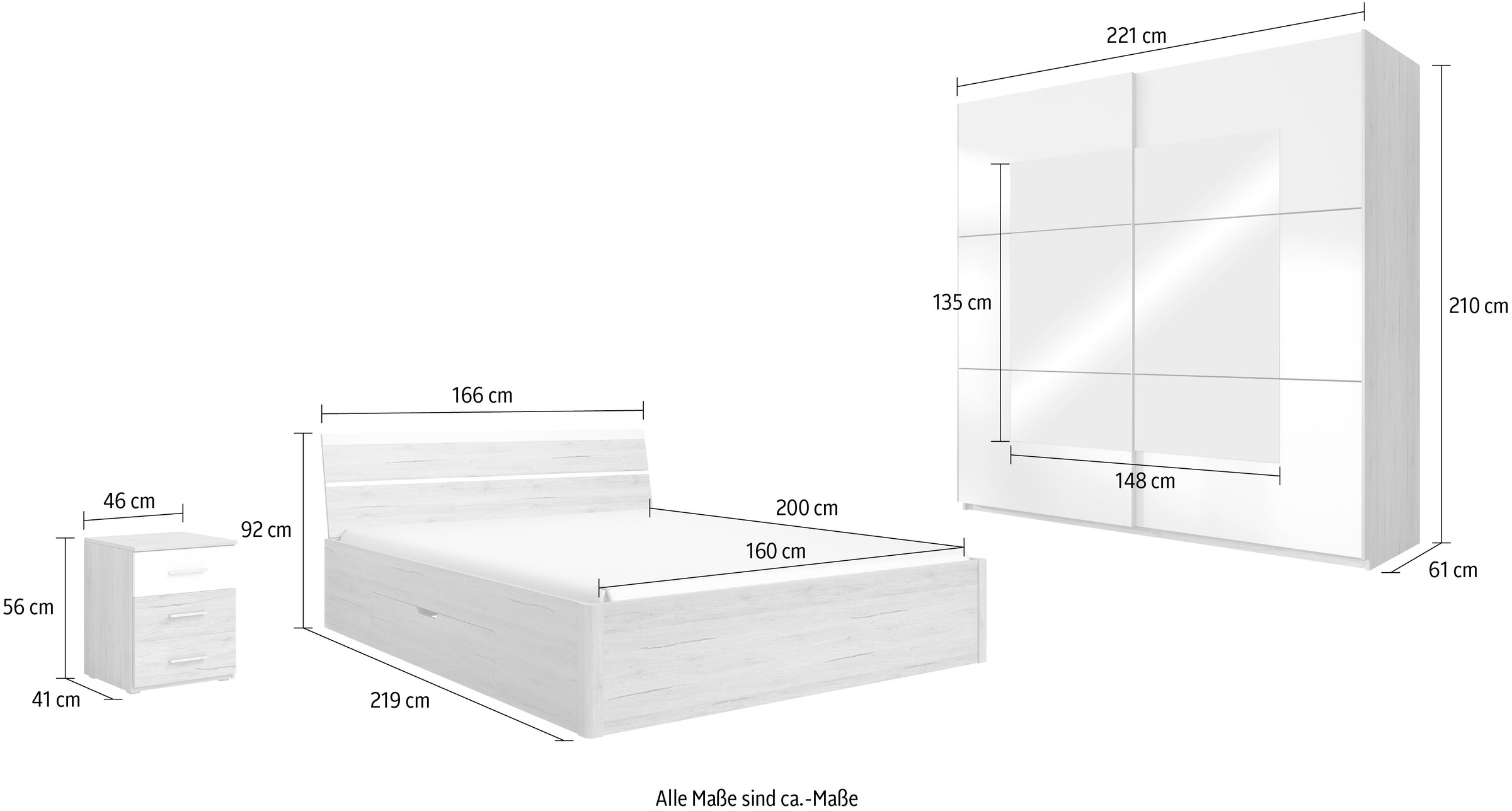 Helvetia Schlafzimmer-Set »Beta«, (4 St.), wahlweise in 3 Farben und 2 Bettgrößen