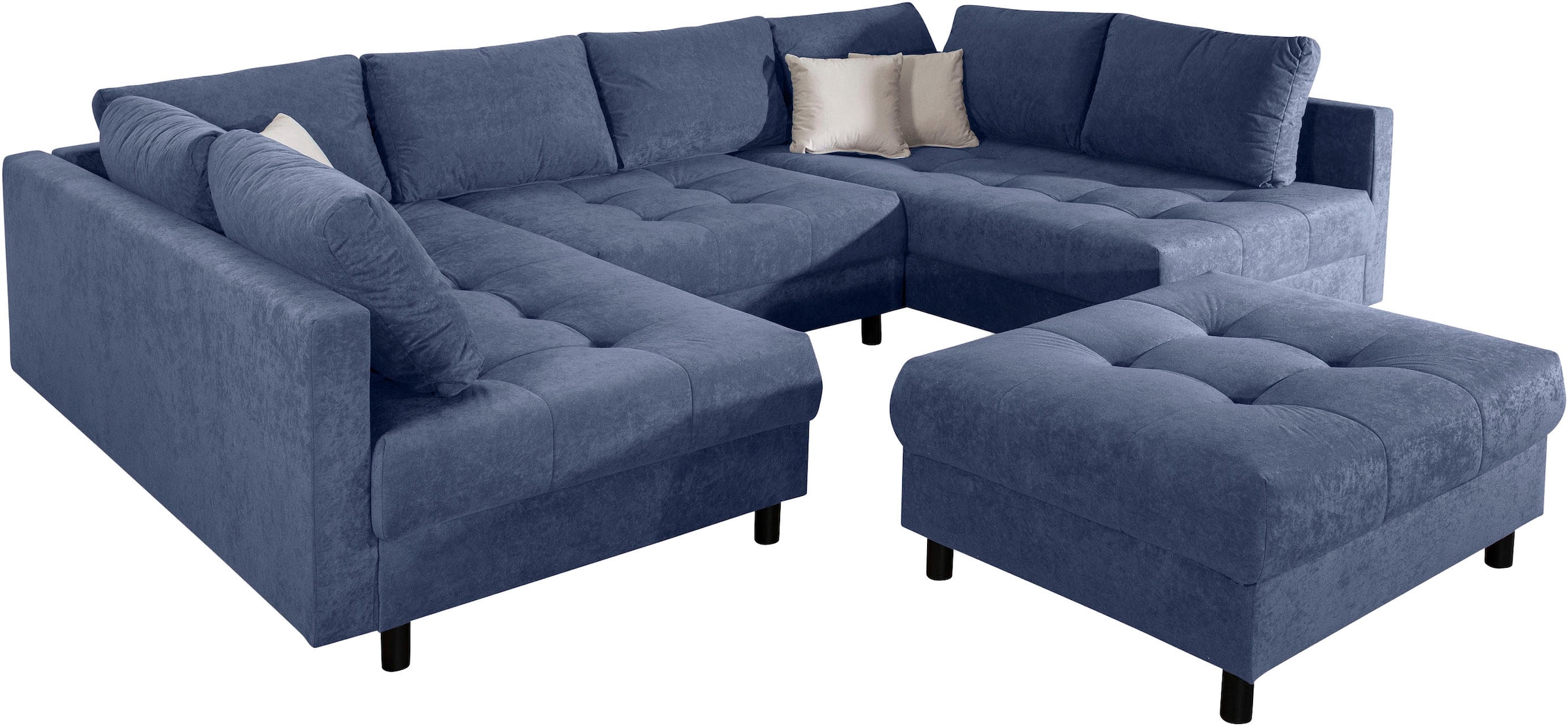 COLLECTION AB Wohnlandschaft »Toni U-Form, B: 298 cm« Set: Sofa & Hocker, 3 Zierkissen, Federkern