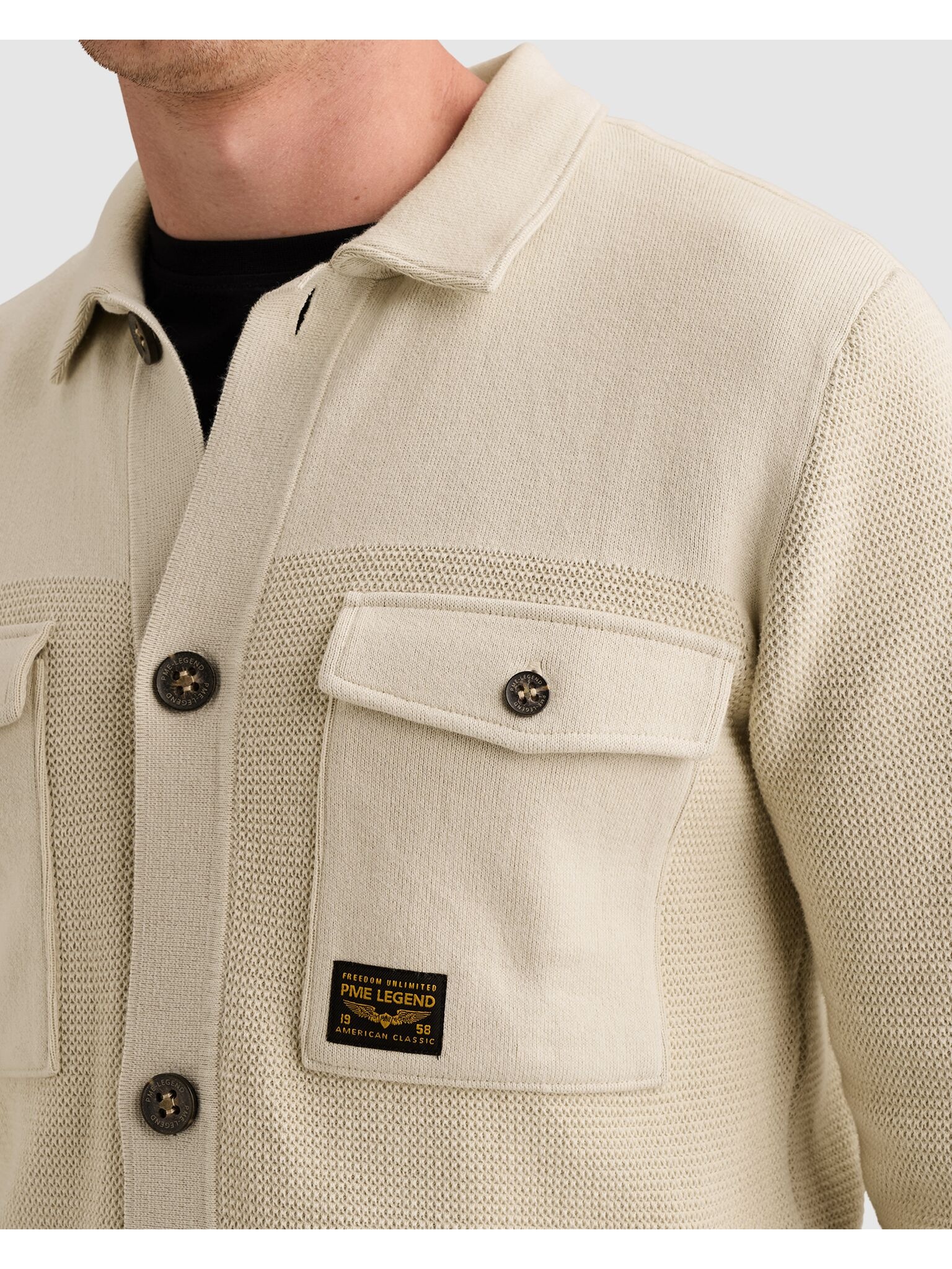 PME LEGEND Strickjacke Mustermix, aufgesetzte Brusttaschen