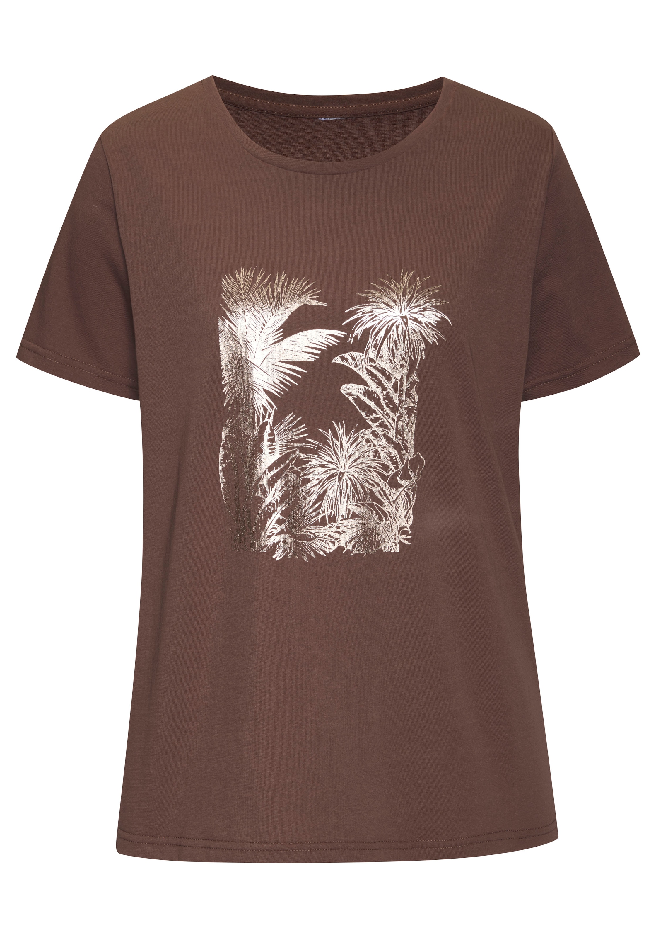 Vivance T-Shirt »mit goldfarben schimmerndem Folienprint«, (2er-Pack), aus weicher Baumwoll-Qualität