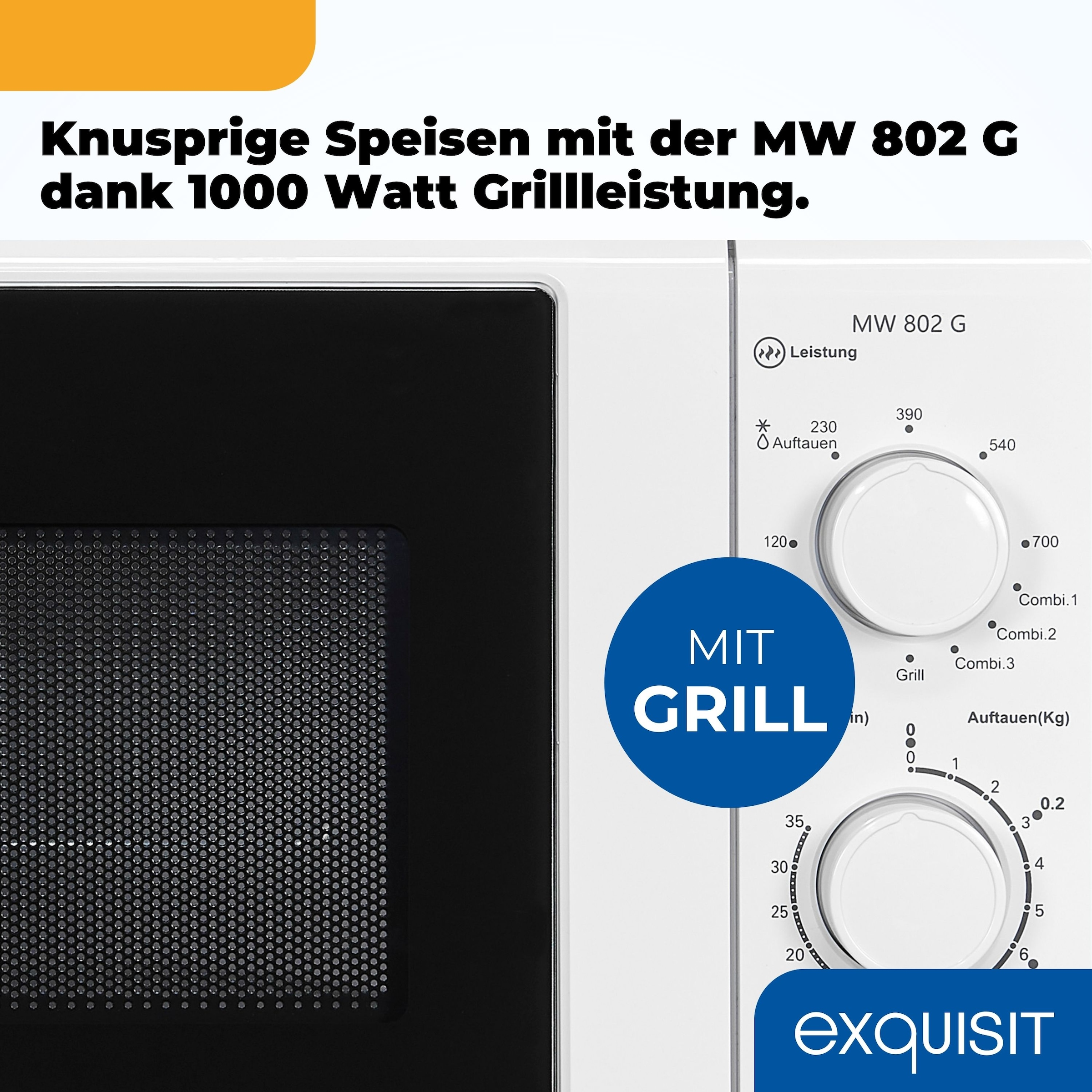 exquisit Mikrowelle »MW 900-030G weiss«, Grill-Mikrowelle, 1050 W