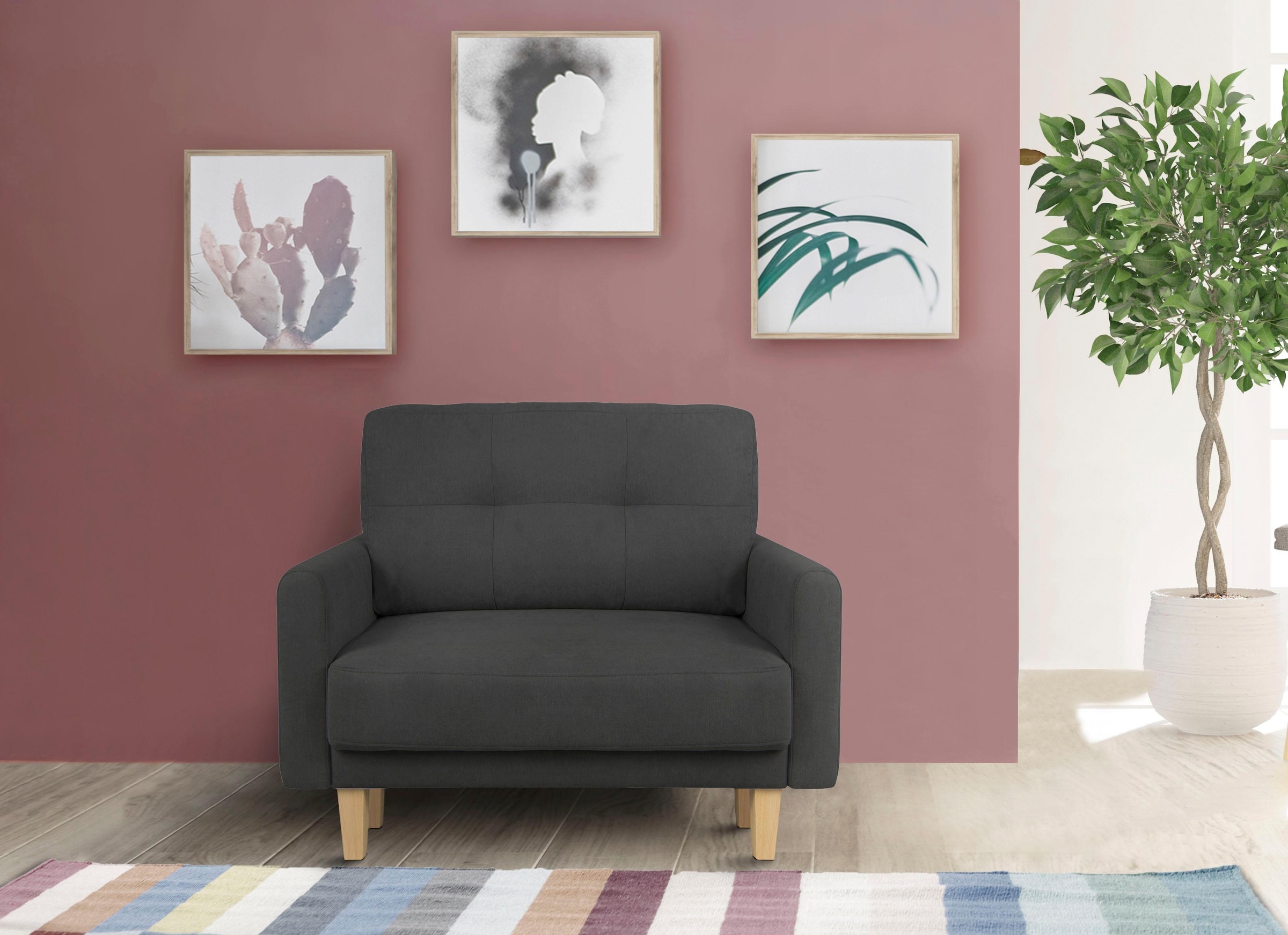 Home affaire Sessel »TRIPLO Relaxsessel mit Wellenunterfederung, Maße B/T/H: 95/100/89 cm« Polstersessel mit Steppung im Rückenkissen, hohe Qualität