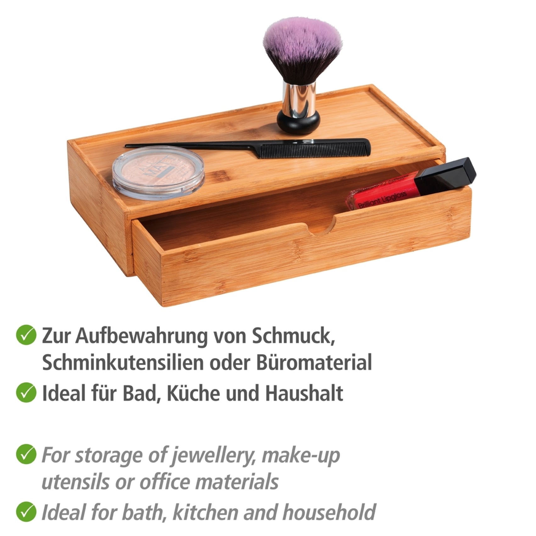 WENKO Organizer »Modell Terra«, Aufbewahrungsbox mit Schublade, ideal für Bad, Gäste-WC, Küche & Flur