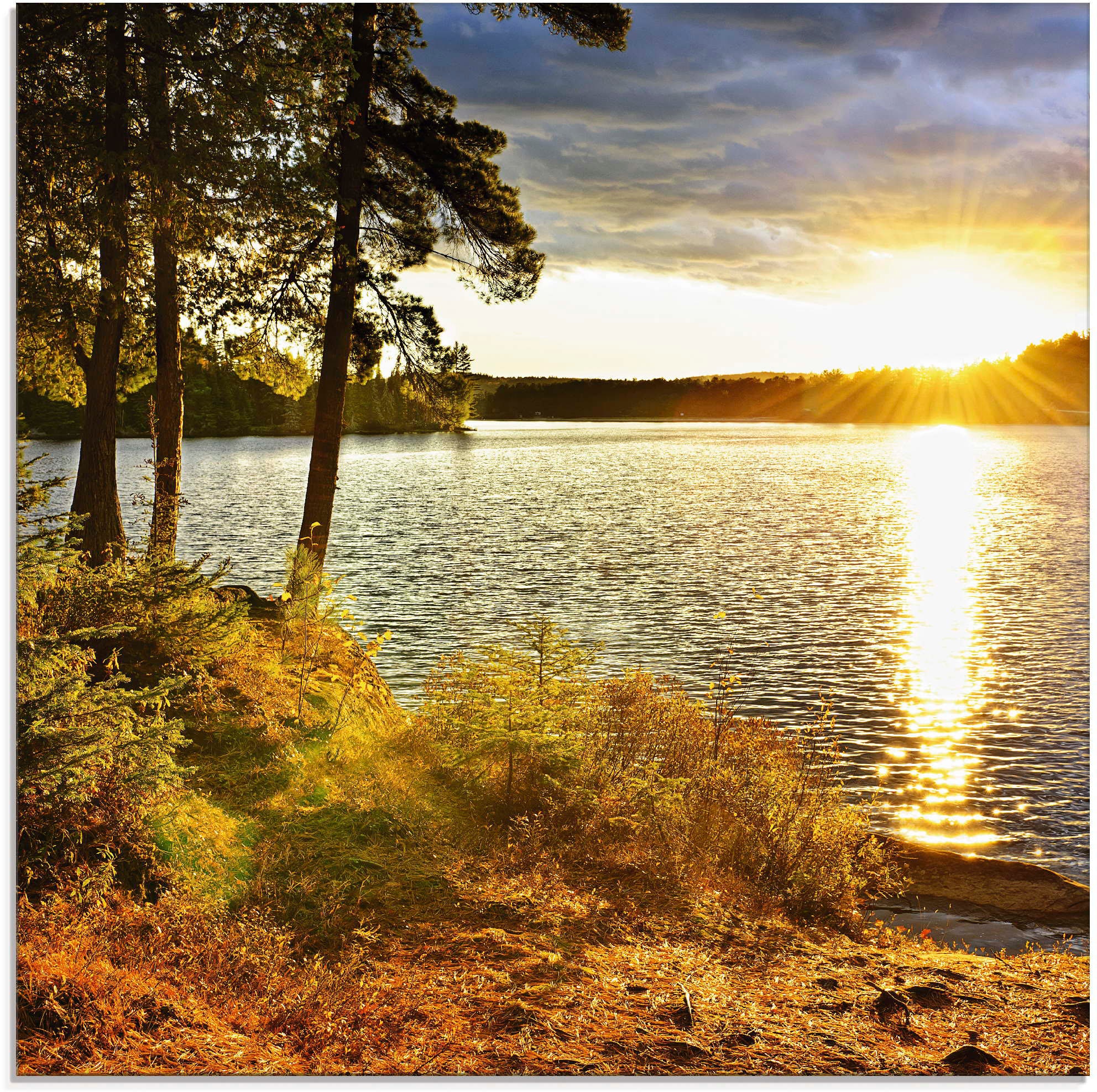 Glasbild »Sonnenuntergang über See Algonquin Park«, Sonnenaufgang & -untergang, (1...