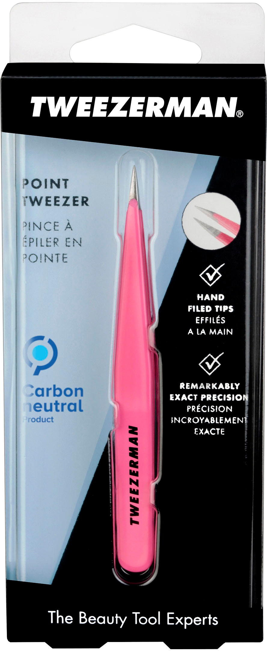 TWEEZERMAN Pinzette »TWEEZERMAN | Point Tweezer: Spitze Pinzette in Pink«, Präzise, handgeschliffene Spitzen für perfekte Augenbrauenformung!