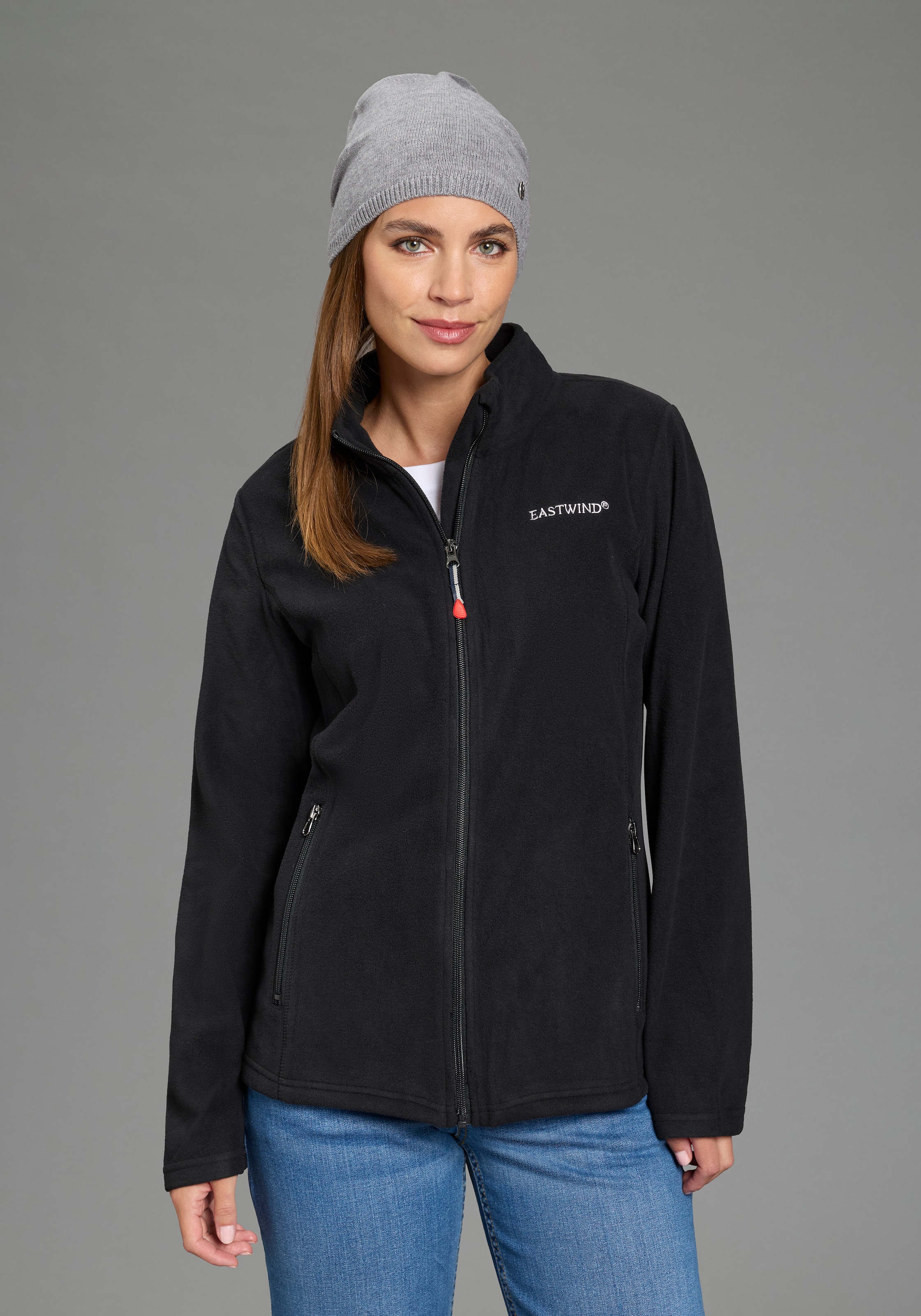 Eastwind Fleecejacke ohne Kapuze für kalte Tage,  aus 100% Polyester,  sportlicher Stil