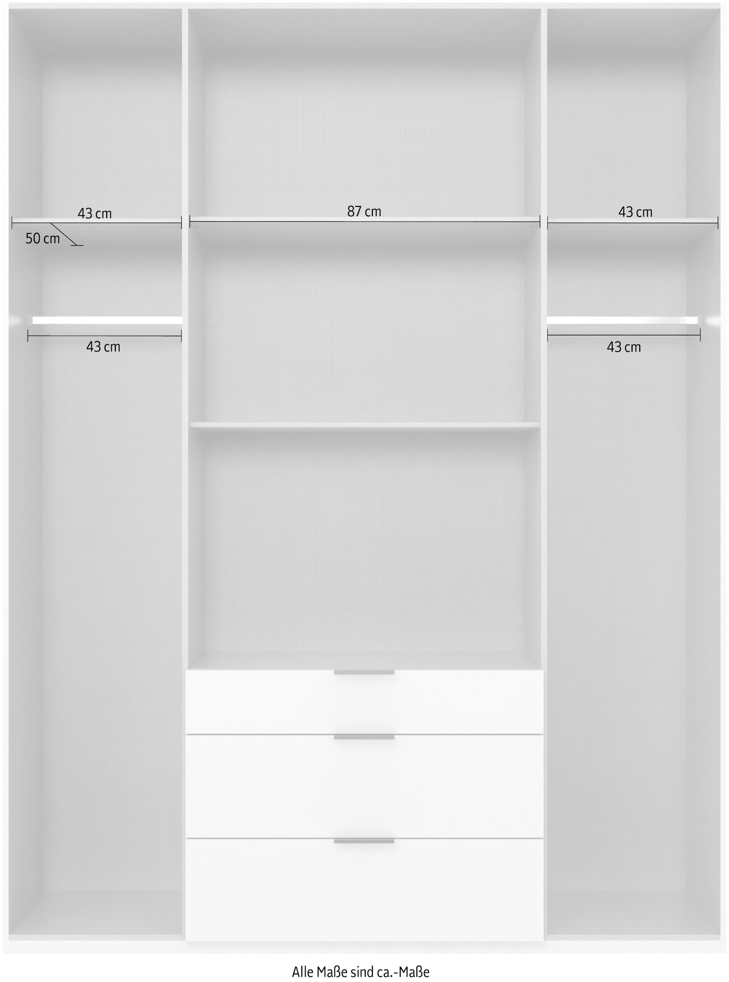 Wimex Drehtürenschrank »Mugano, 135 oder 180cm breit, 208 oder 236cm hoch, Made in Germany«, (mit langen Griffstangen aus Metall), wahlweise mit oder ohne Spiegel, mit Schubladen