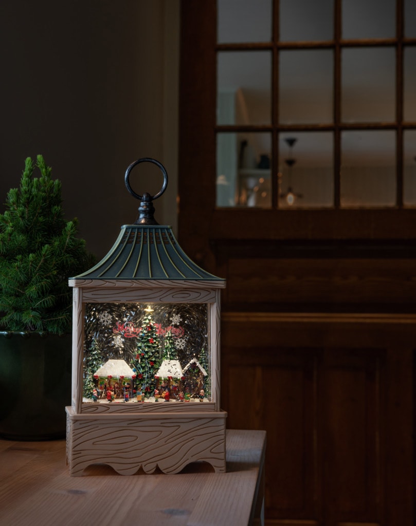 KONSTSMIDE LED Laterne »LED Wasserlaterne Weihnachtsmarkt«, naturfarben, wassergefüllt, 5h Timer, 1 warm weiße Diode