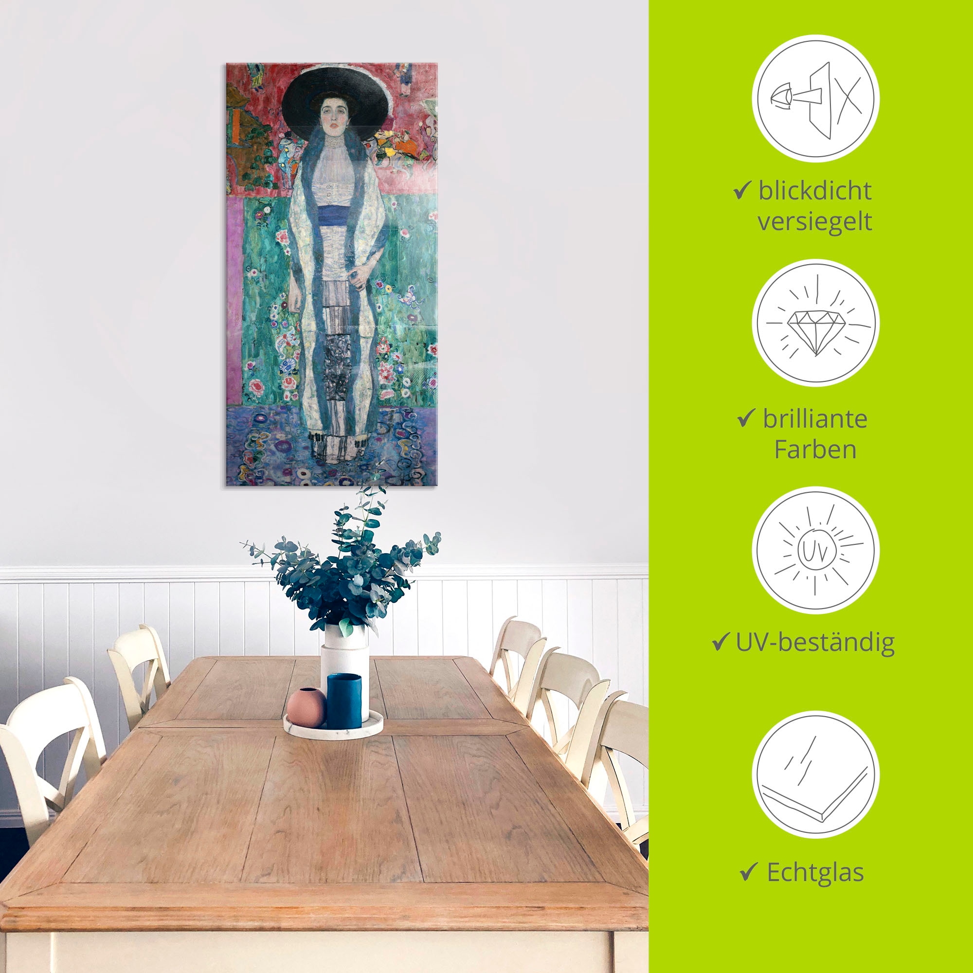 Artland Glasbild »Bildnis Adele Bloch-Bauer II. 1912« Frau 1 Stk. tlg. in verschiedenen Größen