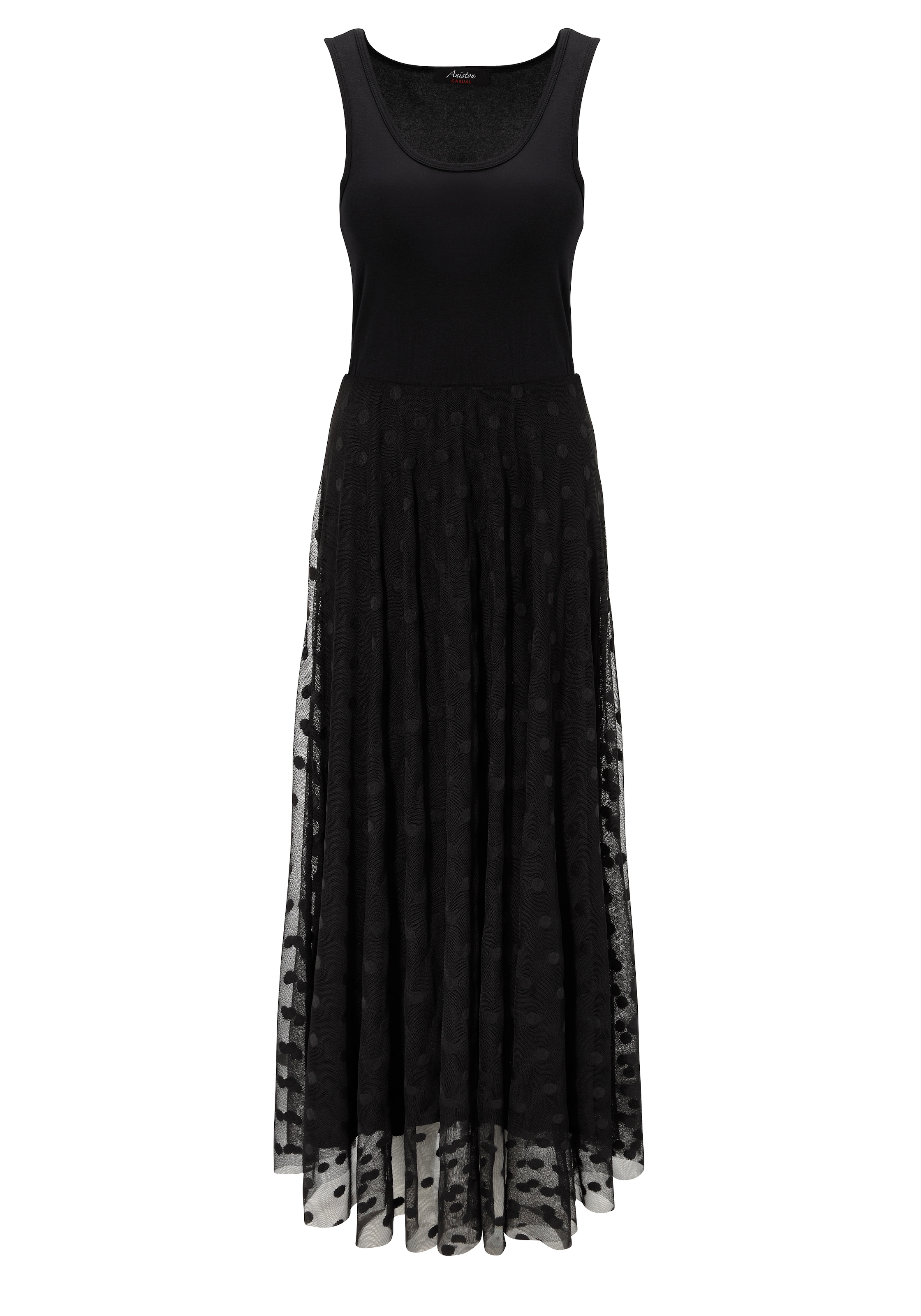 Aniston CASUAL Maxikleid, mit getupften Mesh verziertem Rockteil