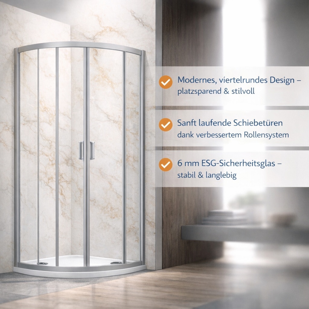 welltime Runddusche »Summer« Hohe 190 cm, 6mm ESG, Easy Clean, verbessertes Rollensystem