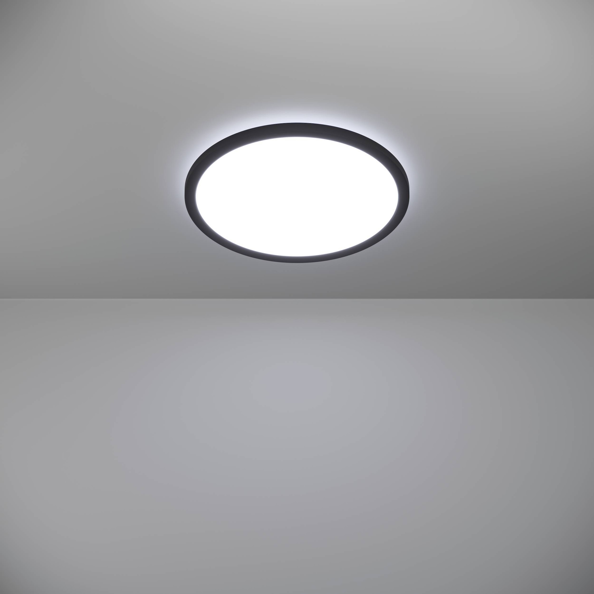 EGLO Deckenleuchte »Rovito Deckenlampe, Deckenbeleuchtung, Badlampe, Kunststoff, IP44« LED-Modul 1 Stk. Kaltweiß | Neutralweiß | Warmweiß Wand-/Deckenleuchte - H3 x Ø38,9 cm - schwarz - 18,5W inkl.