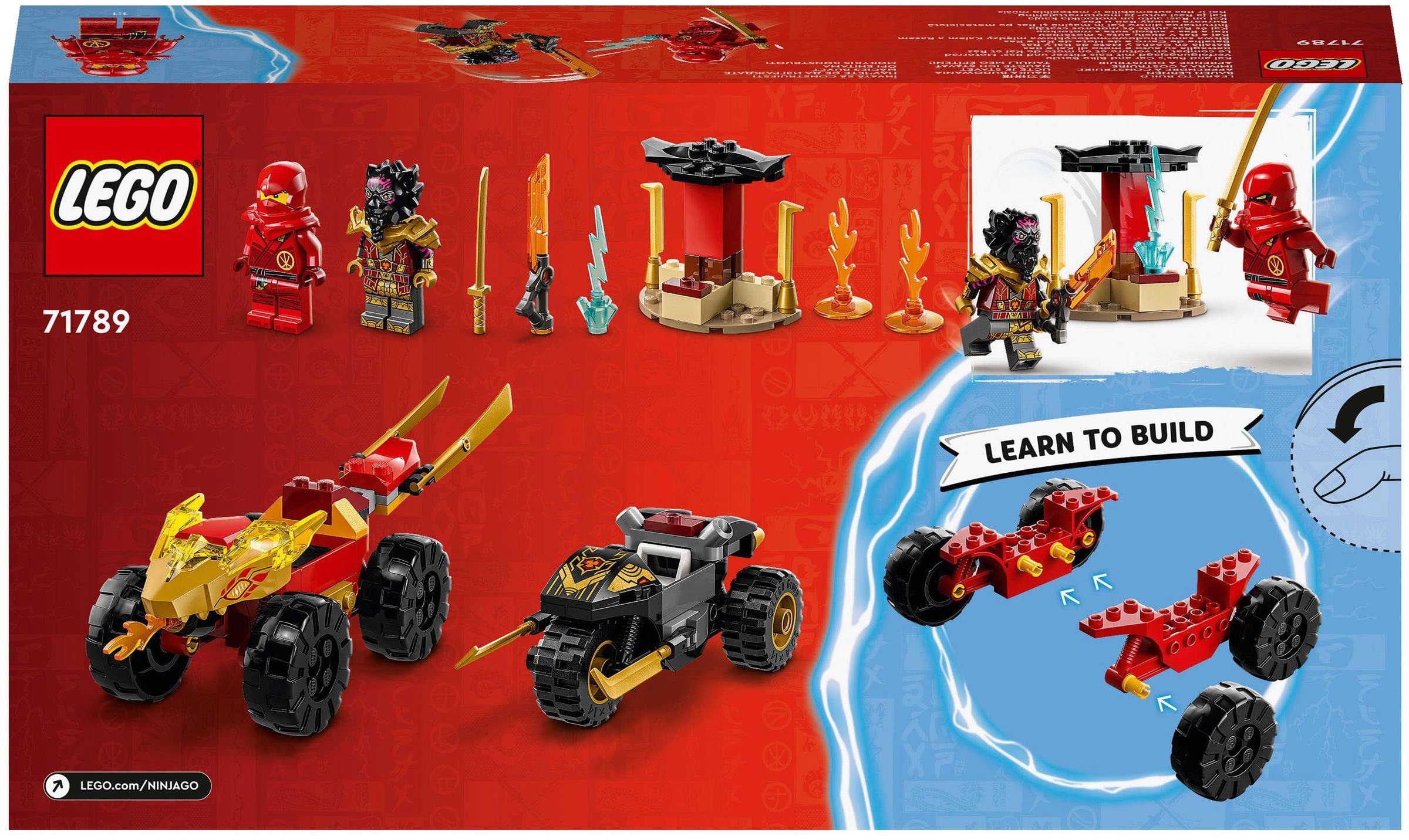 LEGO® Konstruktionsspielsteine »Verfolgungsjagd mit Kais Flitzer und Ras' Motorrad (71789)«, (103 St.), LEGO® NINJAGO; Made in Europe