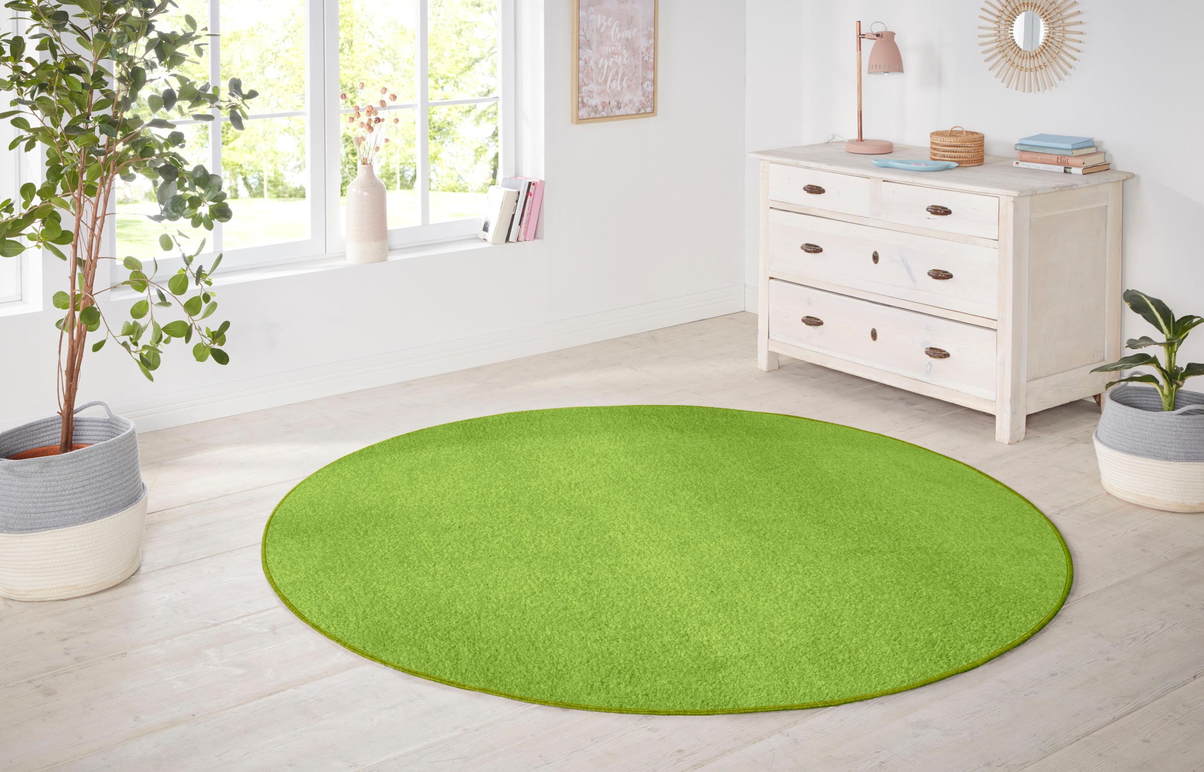 HANSE Home Teppich »Shashi«, rund, 8,5 mm Höhe, Kurzflor, Unifarben, Teppich, Weich, Esszimmer, Kinderzimmer, Flur