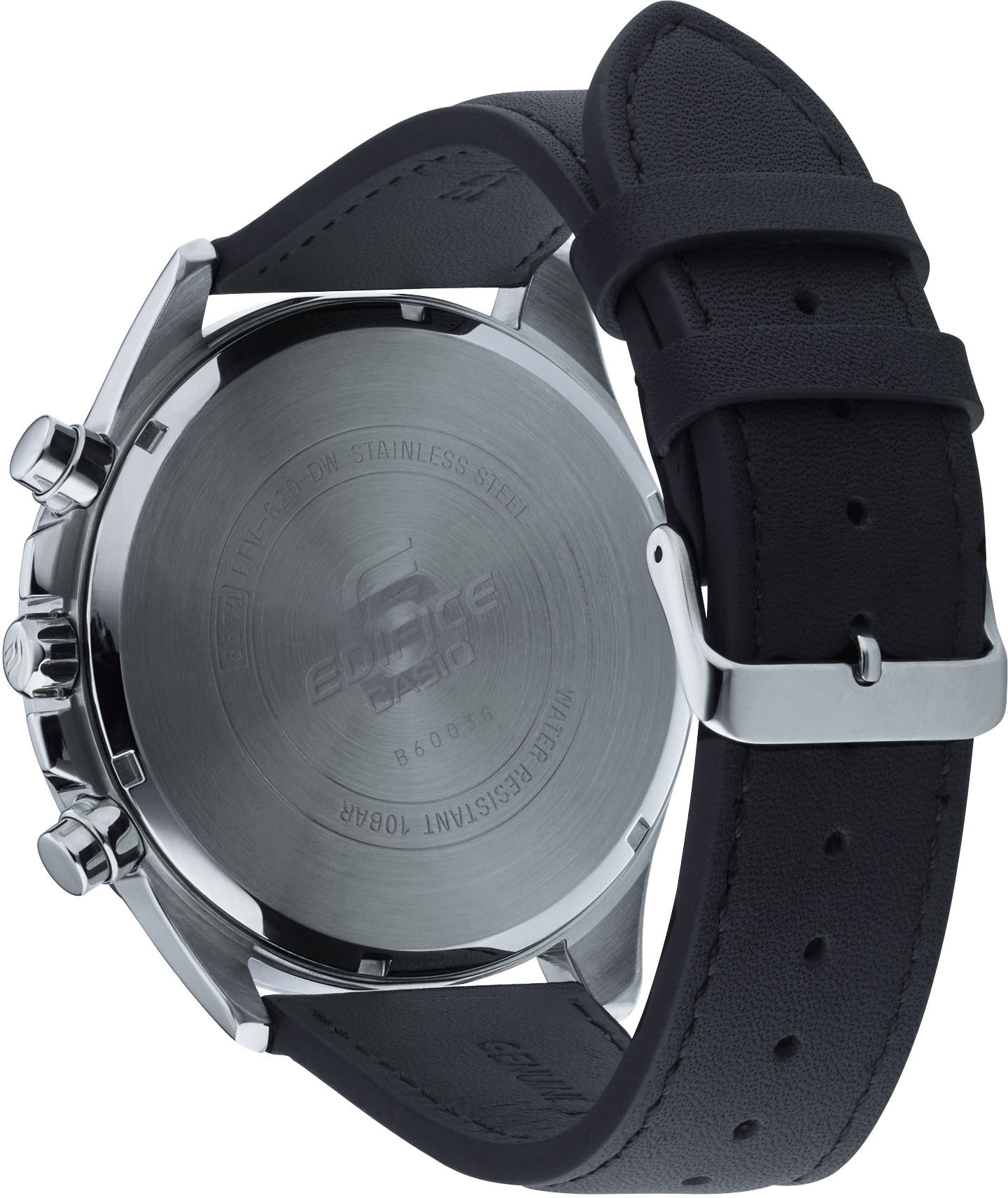 CASIO EDIFICE Chronograph, Quarzuhr, Armbanduhr, Herrenuhr, Lederarmband,Datum, Lederband