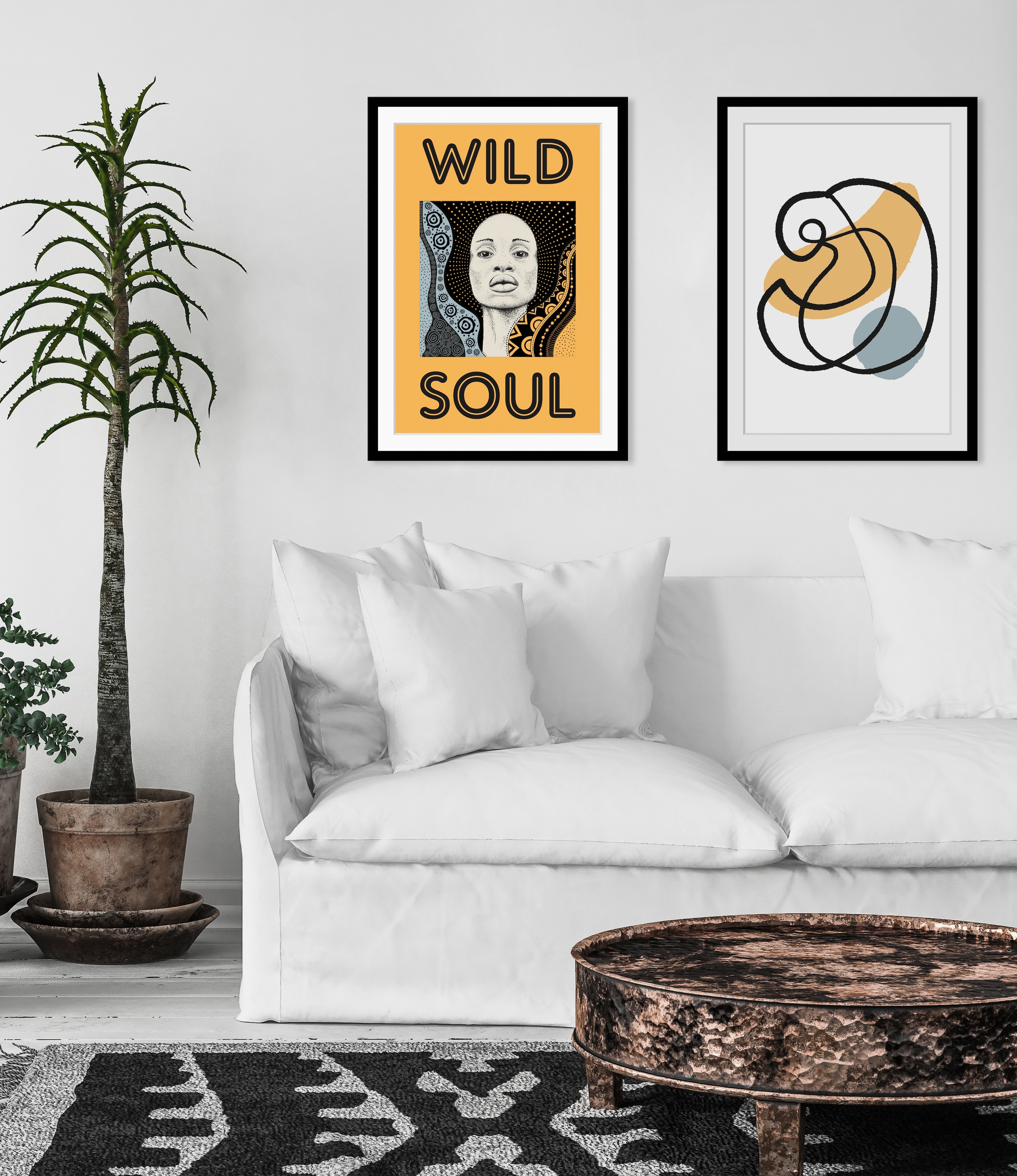 queence Bild »Freddy«, Sprüche & Texte-Frau-Schriftzug-Modern-Schwarz-Weiß-Kunst, HD Premium Poster-Druck inkl. Holzrahmen