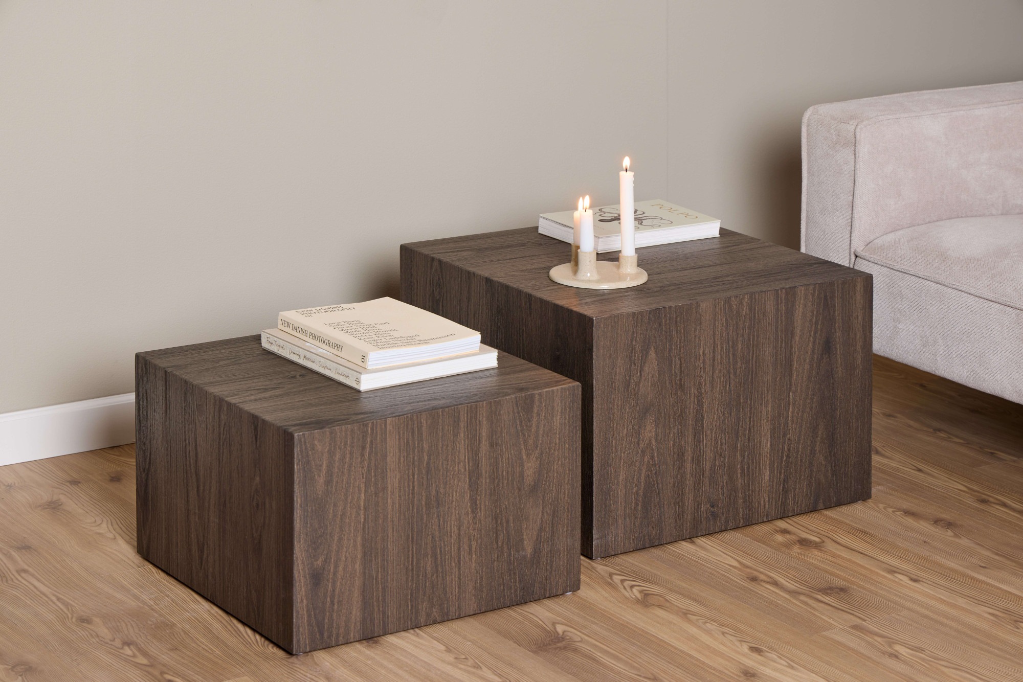 ACTONA GROUP Couchtisch »Dice«, (Set, 2 St., Im Set 2 Stück), Couchtischsatz, Schwartz Ocean rau Papier, 2 stk, 58x58x40cm