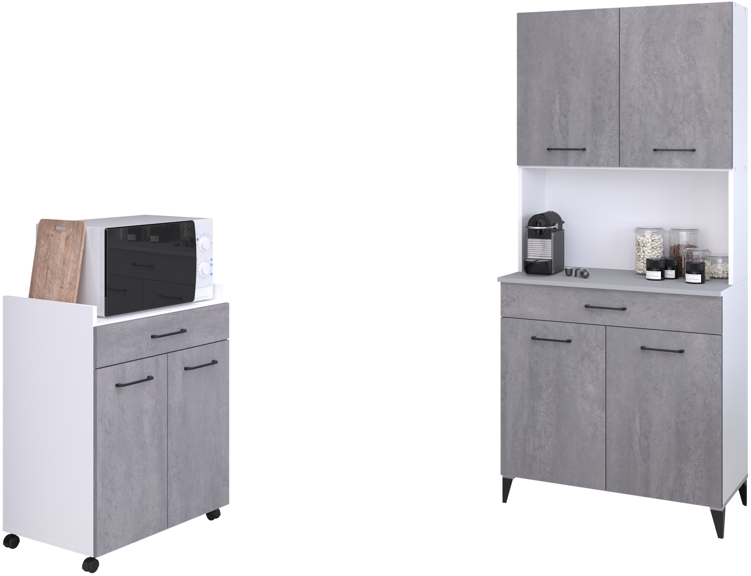 Parisot Mehrzweckschrank-Set Buffetschrank und Beistellschrank auf Rollen, 2 Stk. tlg.