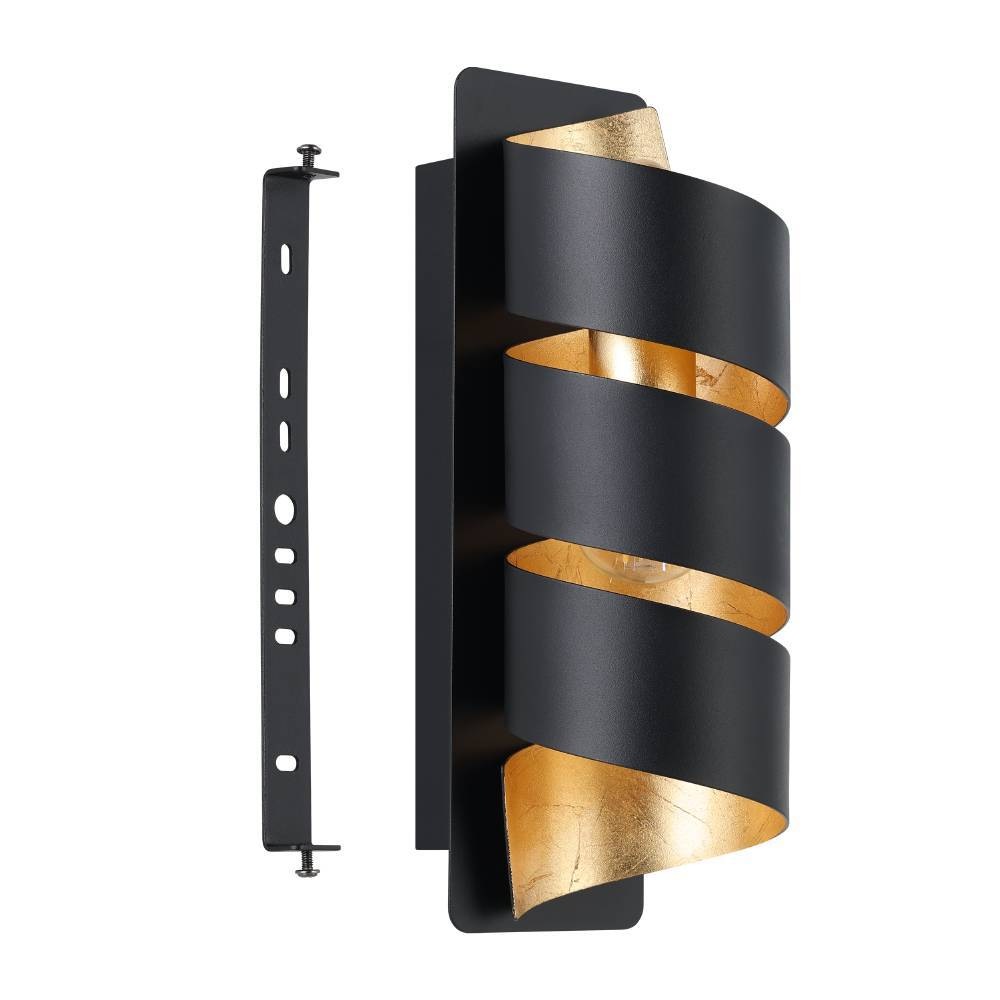 EGLO Wandleuchte »ELIZONDO Wandlampe, schwarz-gold, Metall, exkl. Leuchtmittel E14«, 1 flammig, Leuchtmittel E14 | ohne Leuchtmittel, Flurlampe, Wohnzimmerlampe, Industrial, spiralförmig, 8x27x11,5cm