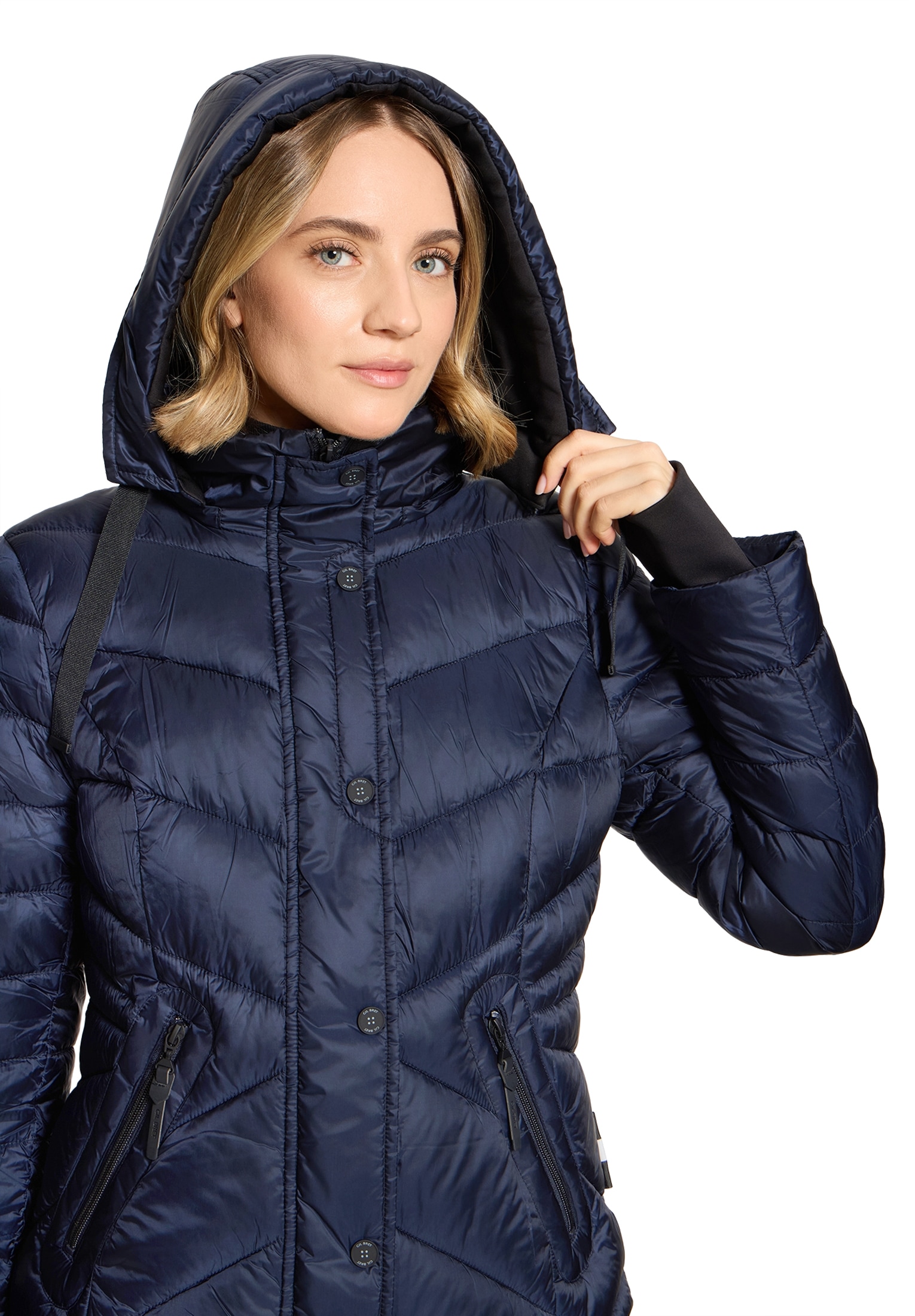 Gil Bret Steppjacke mit Kapuze mit abnehmbarer Kapuze und verdecktem Reißverschluss