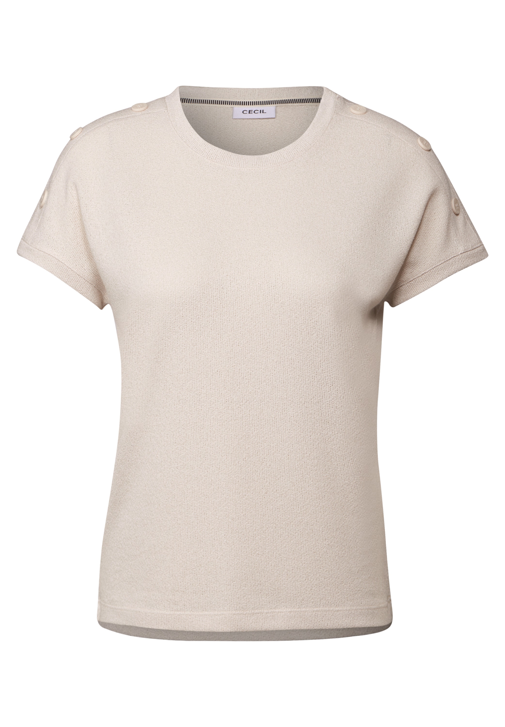 Cecil T-Shirt, in Struktur-Optik und mit Knopf-Details
