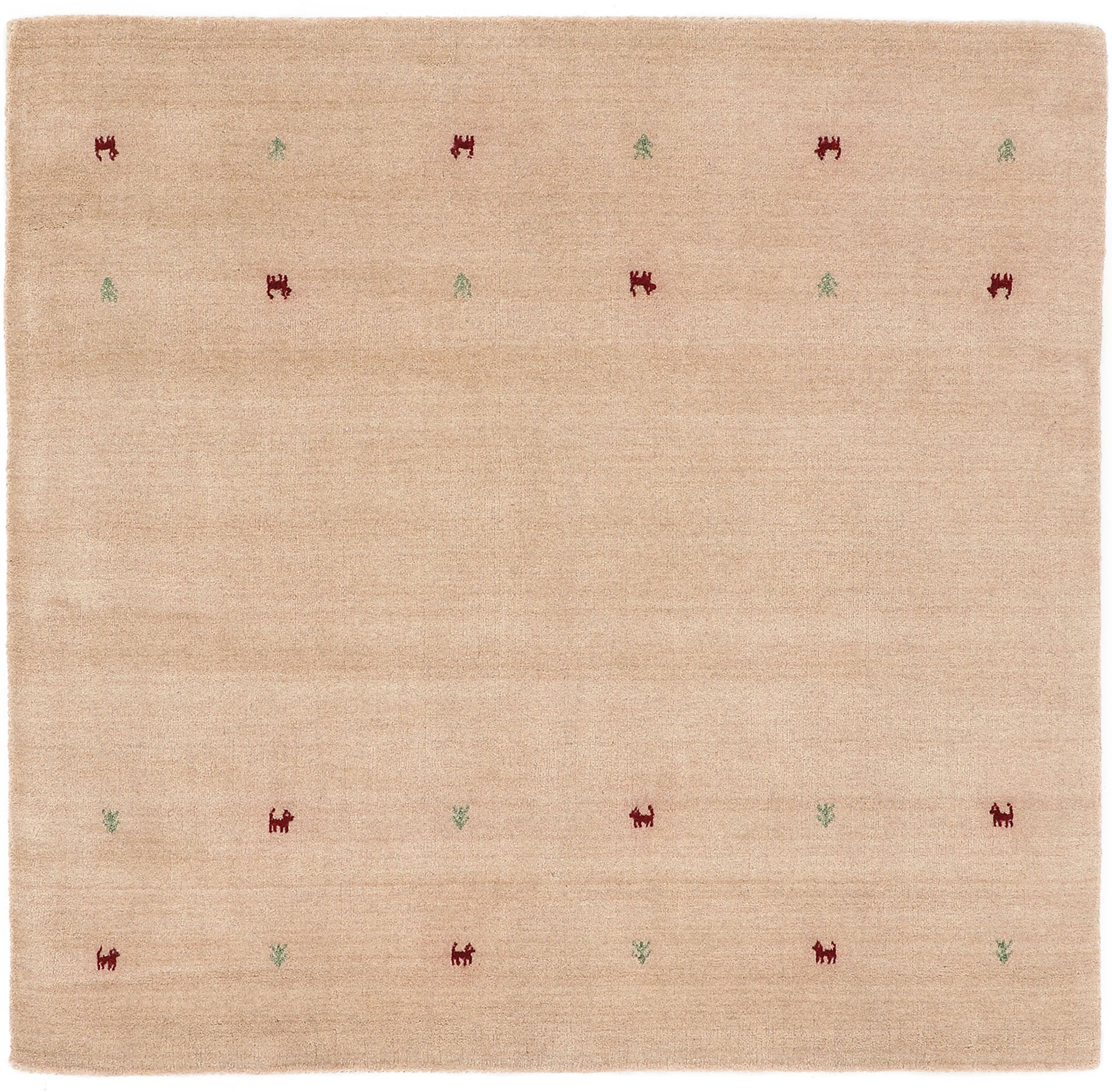 carpetfine Wollteppich »Gabbeh-Uni«, quadratisch, 15 mm Höhe, reine Wolle, handgewebt, Gabbeh Loom Tiermotiv, Sonderform Quadrat