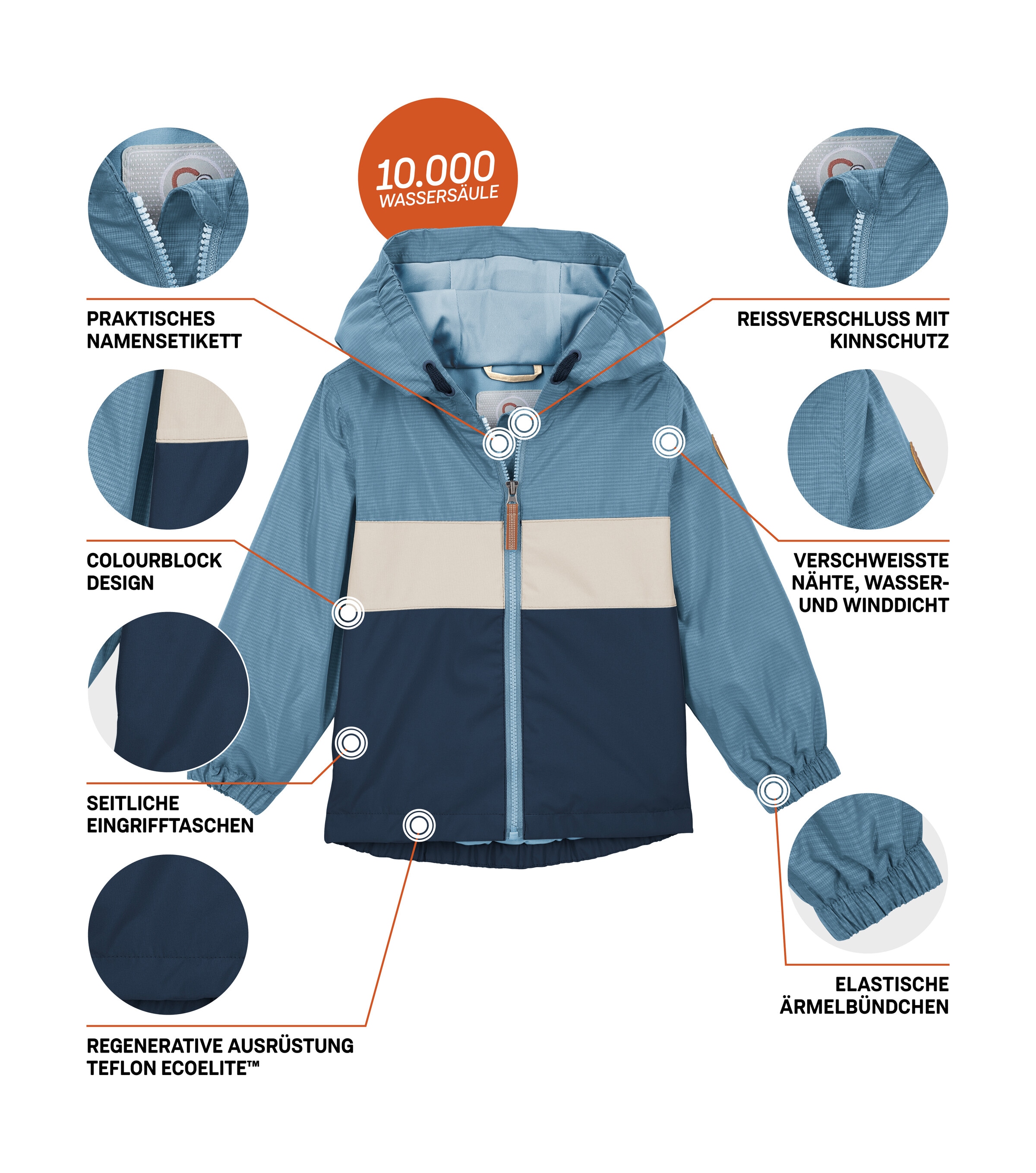 first instinct by killtec Funktionsjacke »FIOS 6 MNS JCKT« Wasser- und winddichte Kinderjacke mit Kinnschutz und Namensetikett