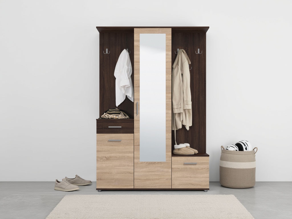 INOSIGN Kompaktgarderobe »Martin Flurgarderobe, Dielenschrank, Flurmöbel, Breite 134 cm«, Schuhschrank, mit Spiegel, in modernen Farben, mit 10 Haken