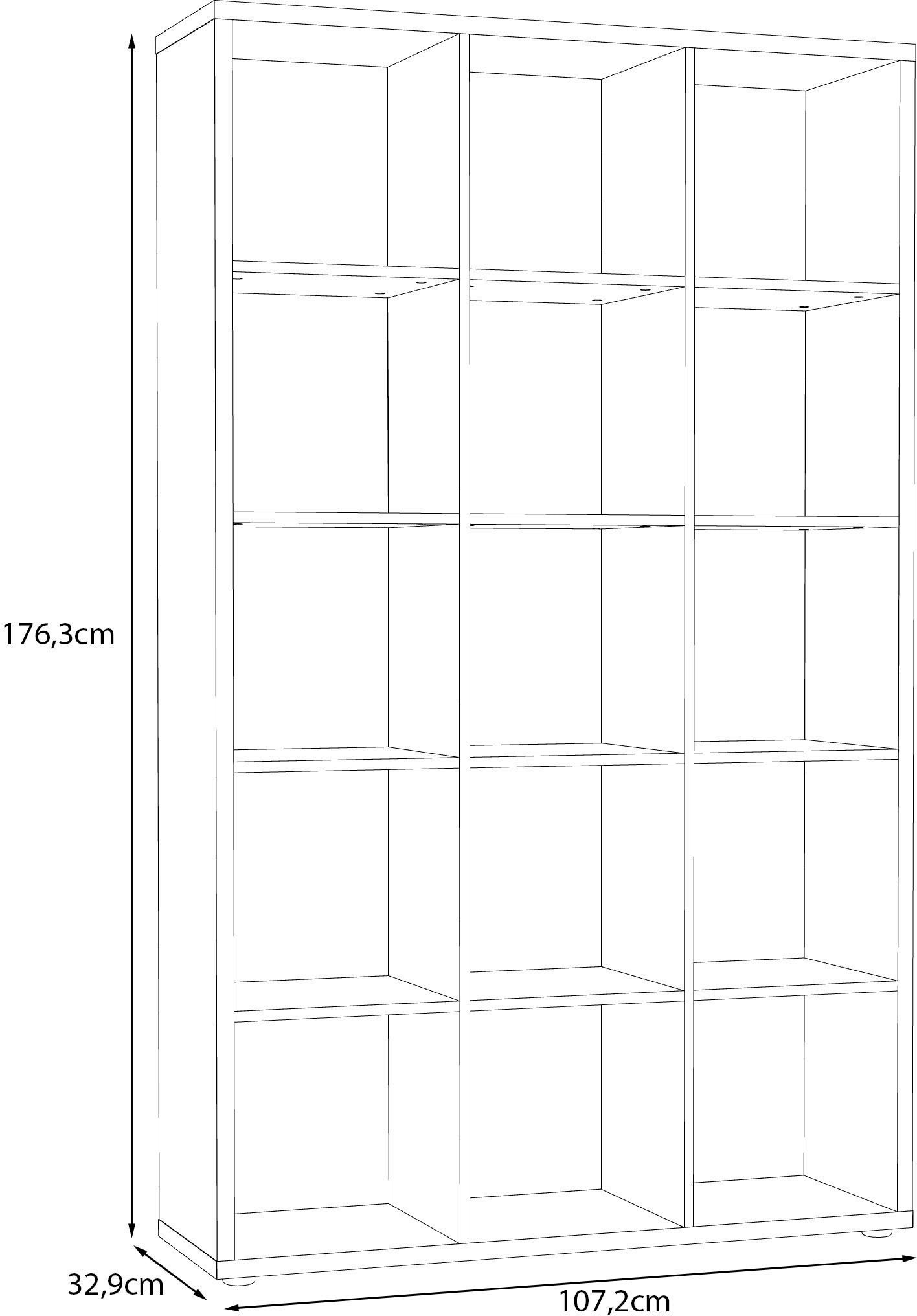FORTE Standregal »Mauro, Raumteiler, sorgt für Stil und Ordnung« B/H/T ca: 107/176/ 32cm,  5 Fächer, Jedes Fach ist bis zu 5 kg belastbar, Fachgröße 33x33cm