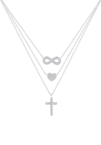Elli Gliederkette »Infinity Herz Kreuz Kristall Silber« kaufen