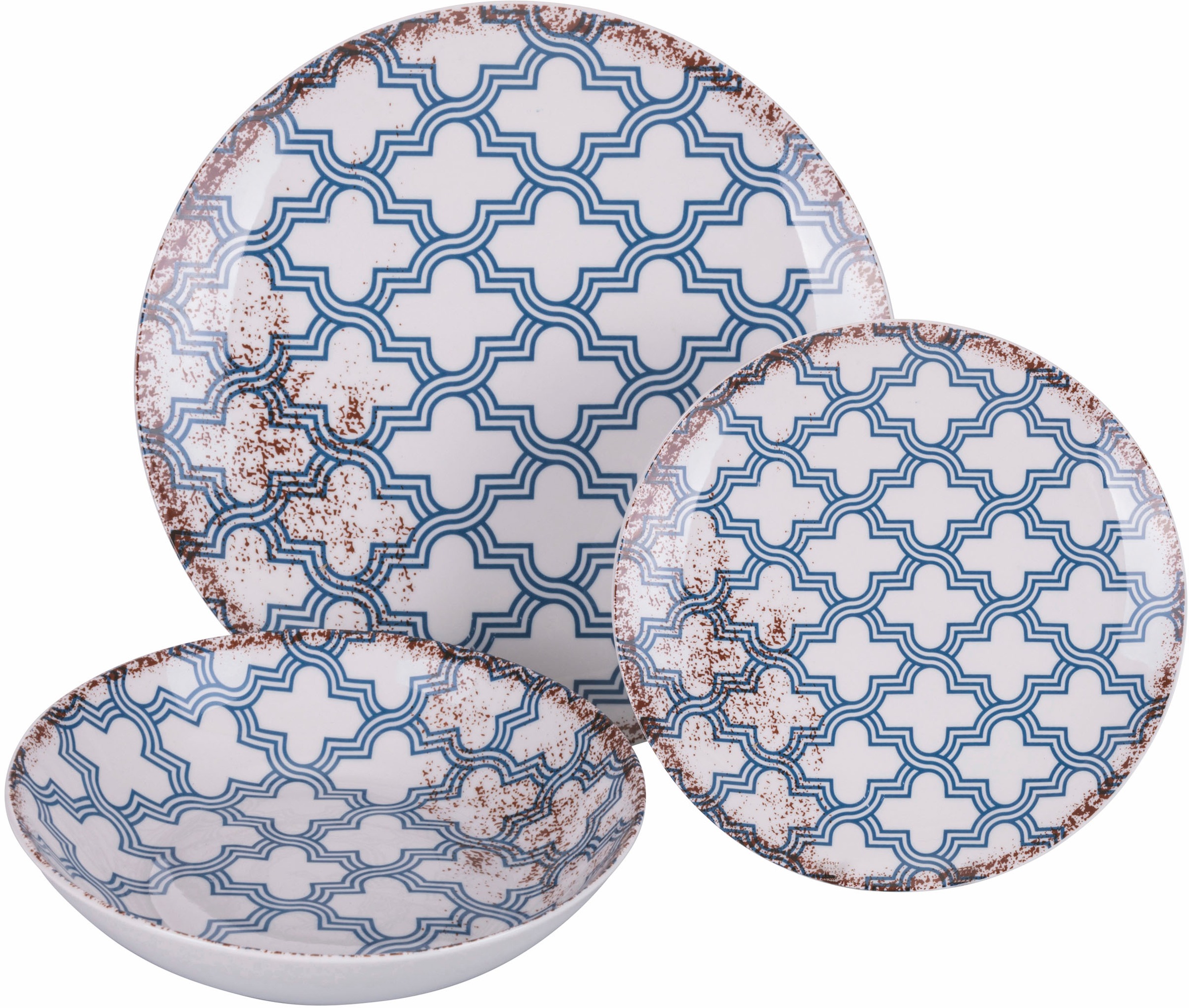 Villa d'Este Teller-Set »Geschirr-Set Kasbah Blue«, (Set, 18 tlg.), Service, Tafelservice, 18 Teile, für 6 Personen