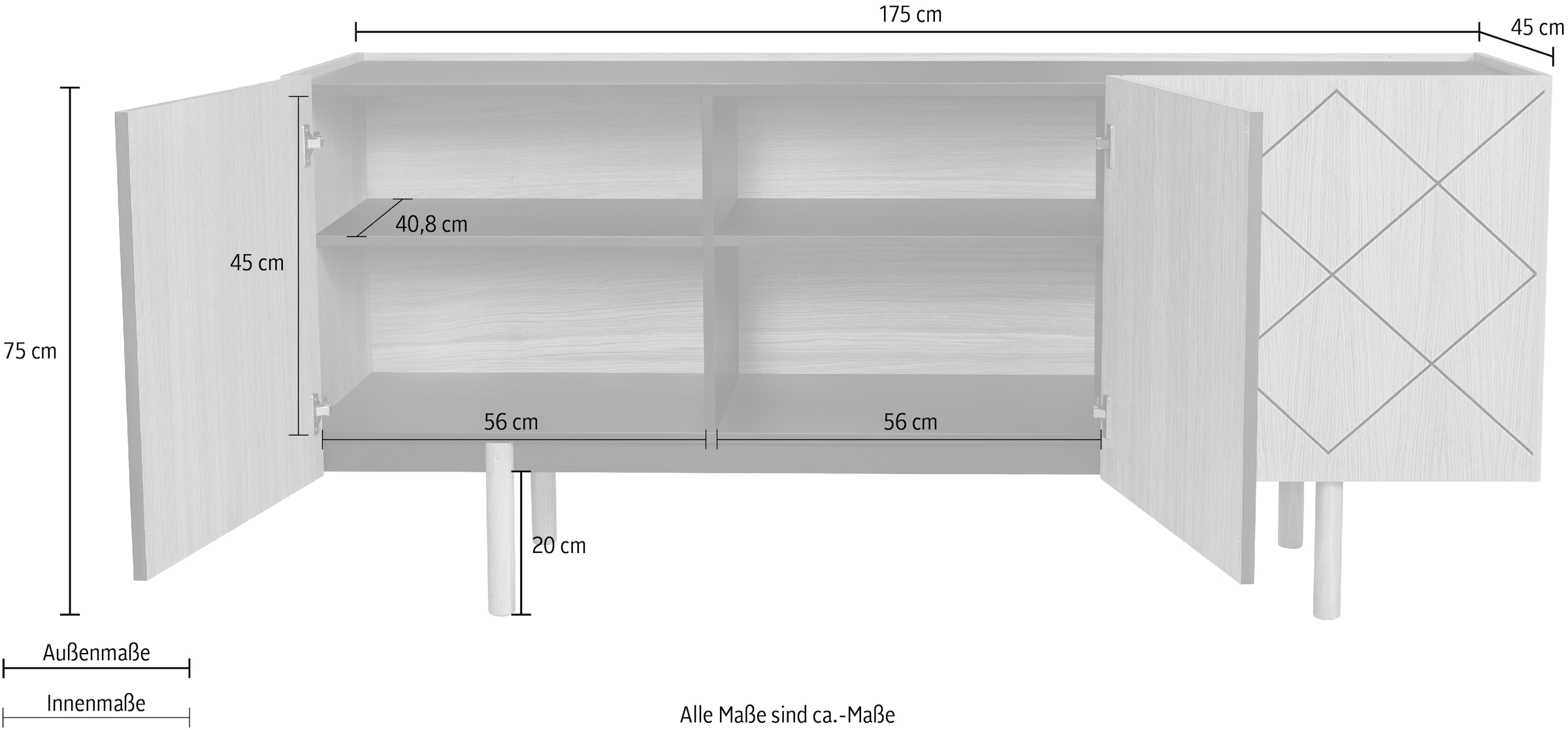 Woodman Kommode, Holzfurnier aus Eiche, Skandinavisches Design